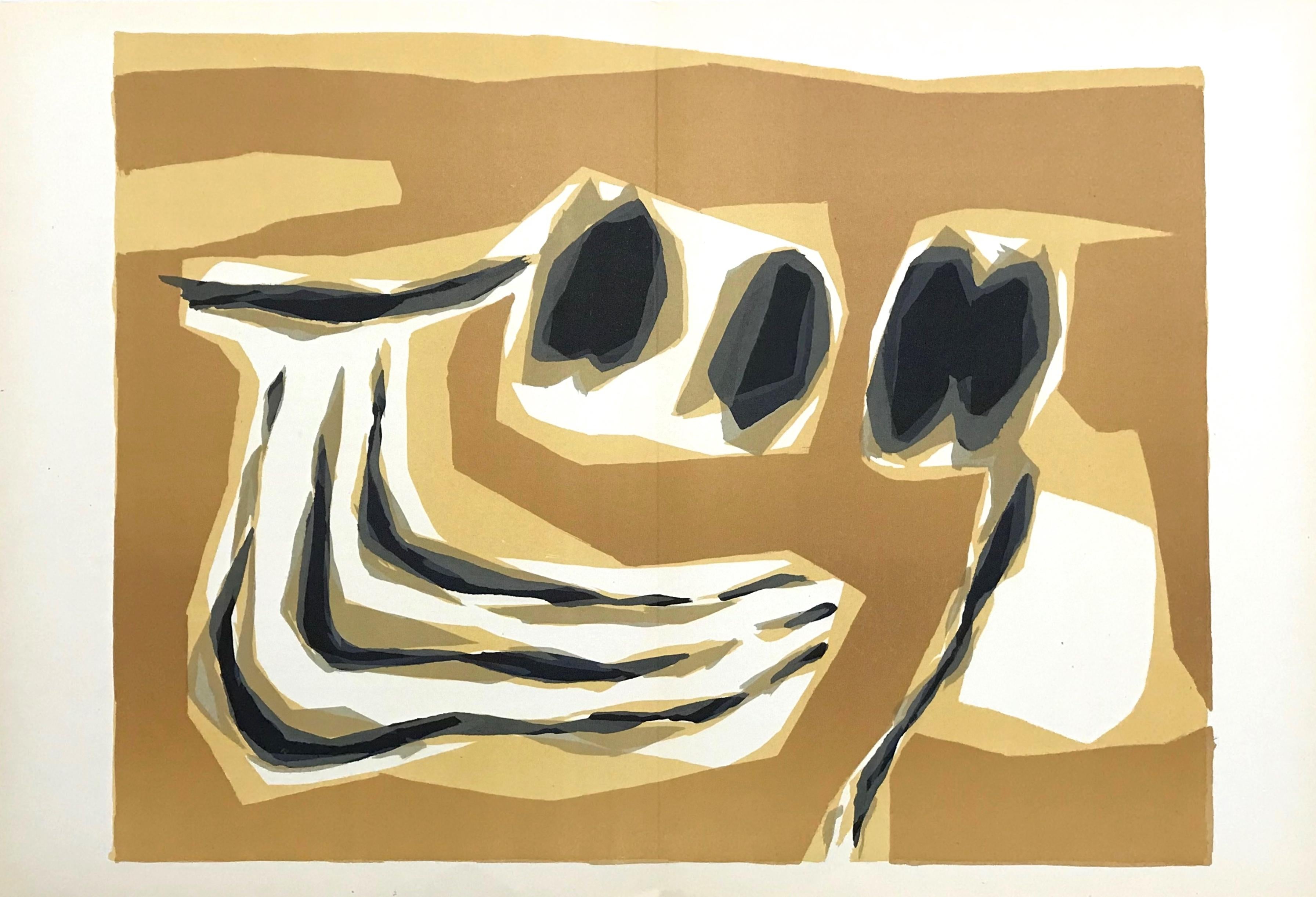 Ubac, Composition, Derrière le miroir (après) - Beige Abstract Print par Raoul Ubac