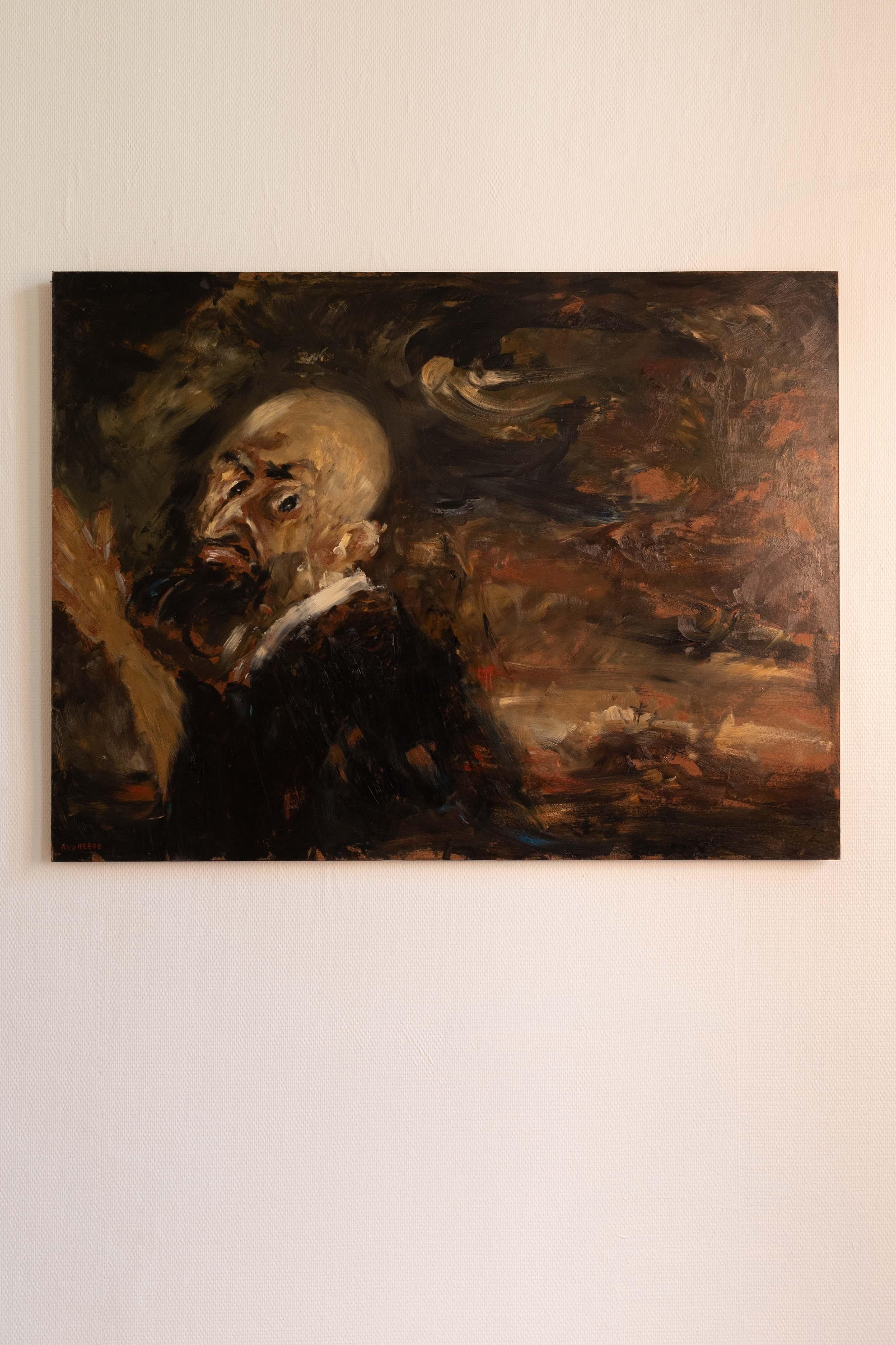 Uomo ansioso - Painting di Raoul Van den Heede