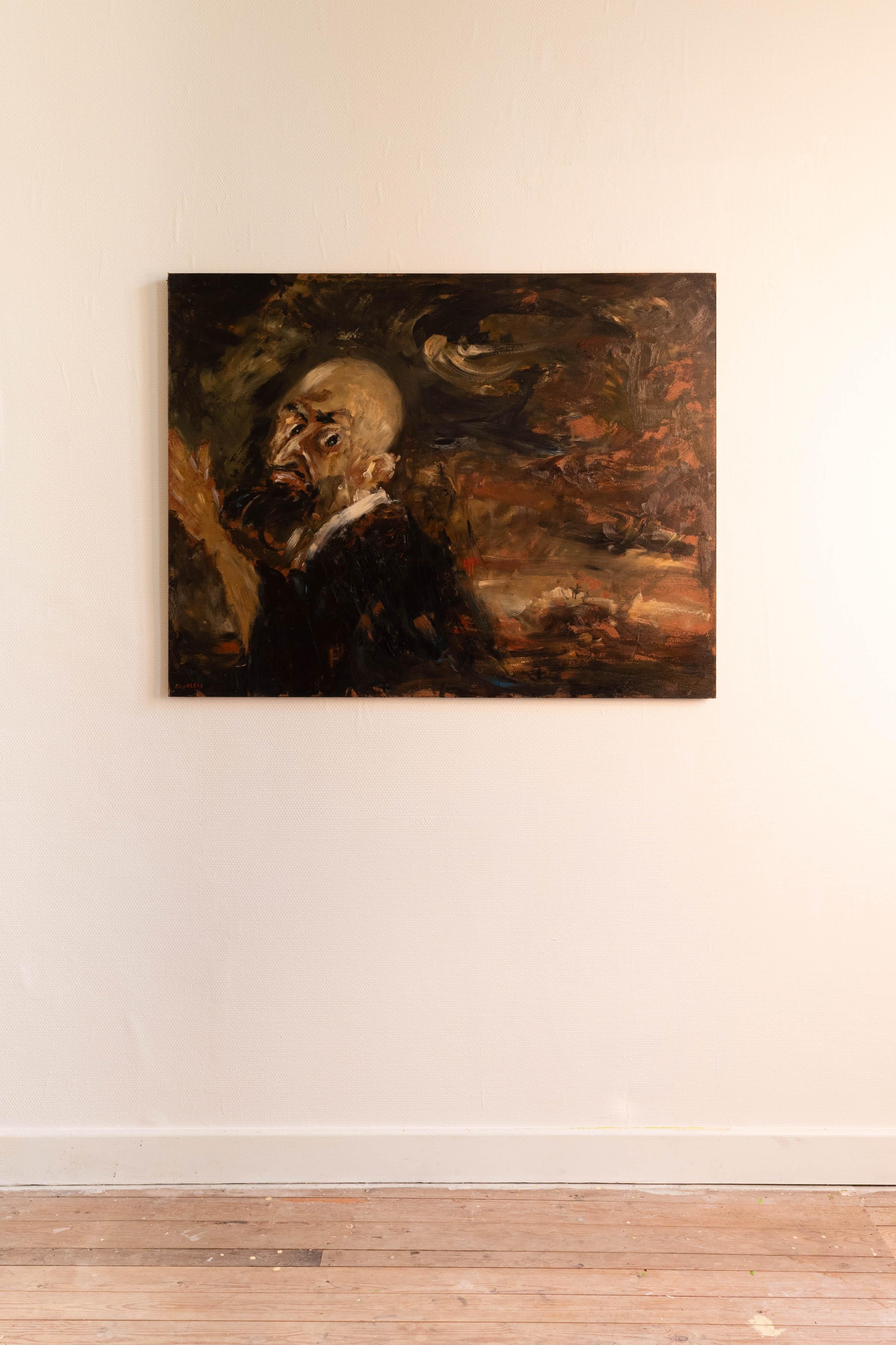 Uomo ansioso - Painting Espressionista di Raoul Van den Heede