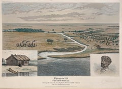 1930 Litografía en colores de Raoul Varin, titulada "Chicago en 1779"