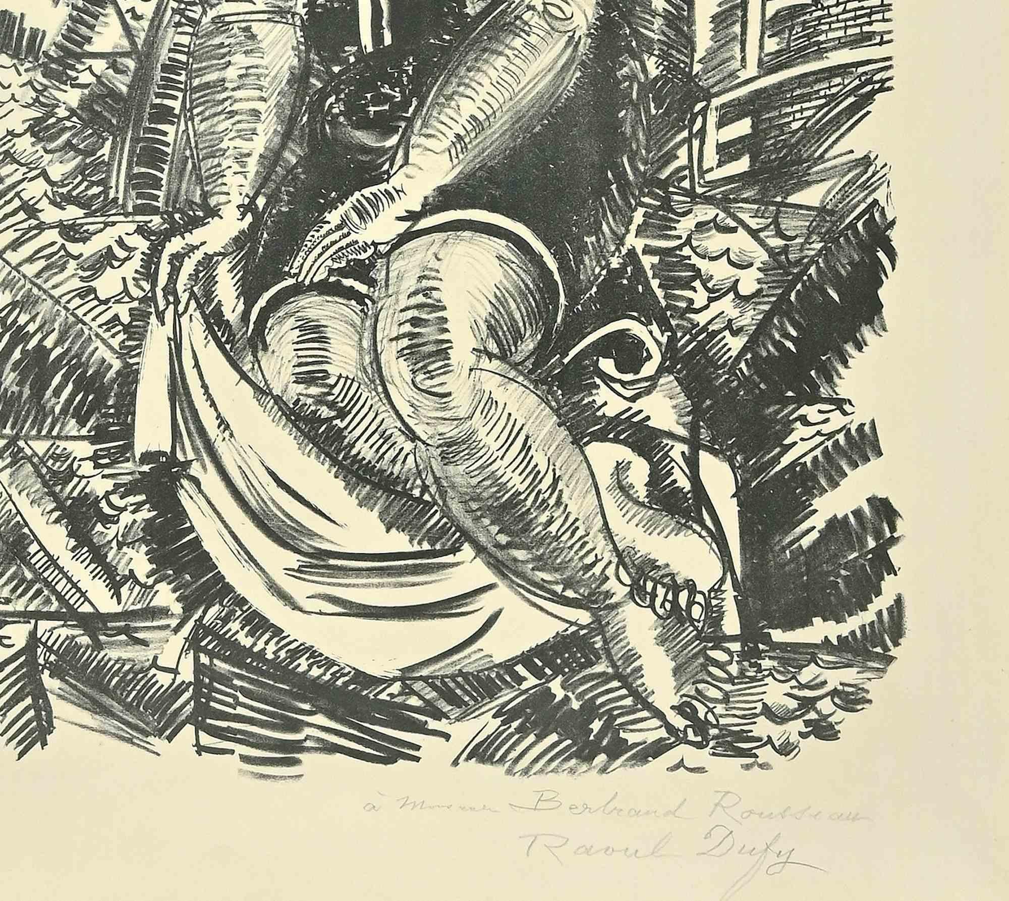 Baigneuse Devant un Port (Sainte-Adresse) - Lithograph by Raould Dufy - 1920s For Sale 1