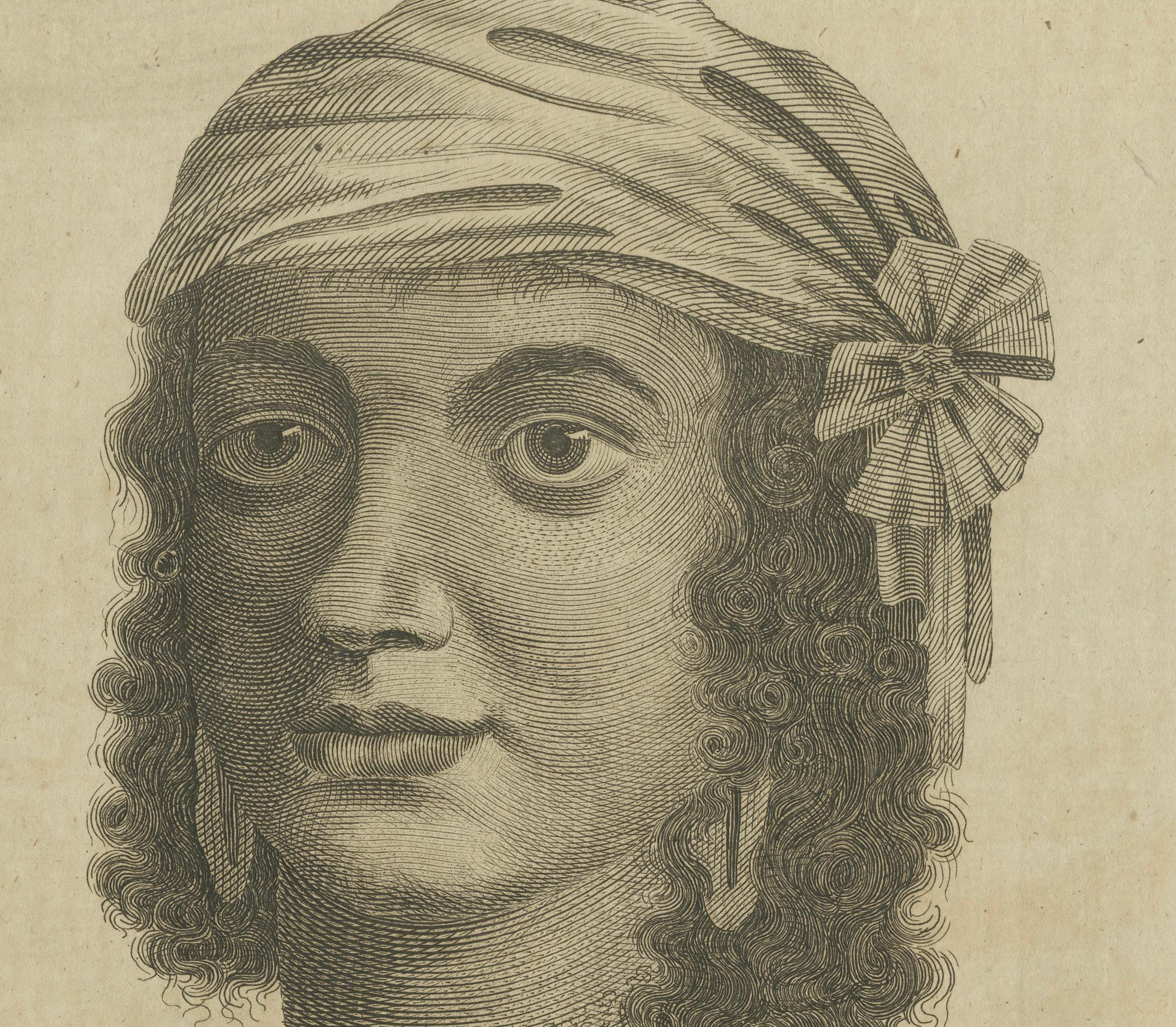 Late 18th Century Rapa Nui Gaze: Portraits from Easter Island, Engraved and Published in ca.1785 For Sale