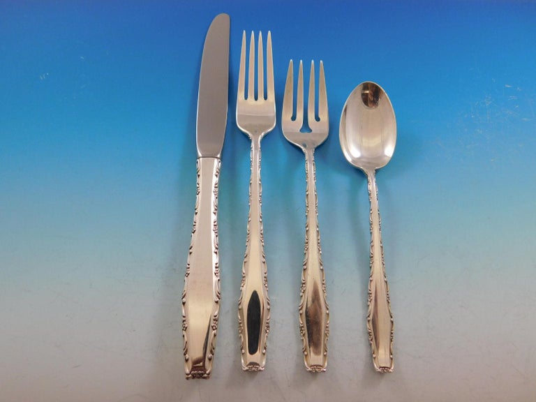 Rapallo by Lunt Sterling Silver Flatware Service for 12 Set 64 Pieces Vintage In Excellent Condition For Sale In Big Bend, WI