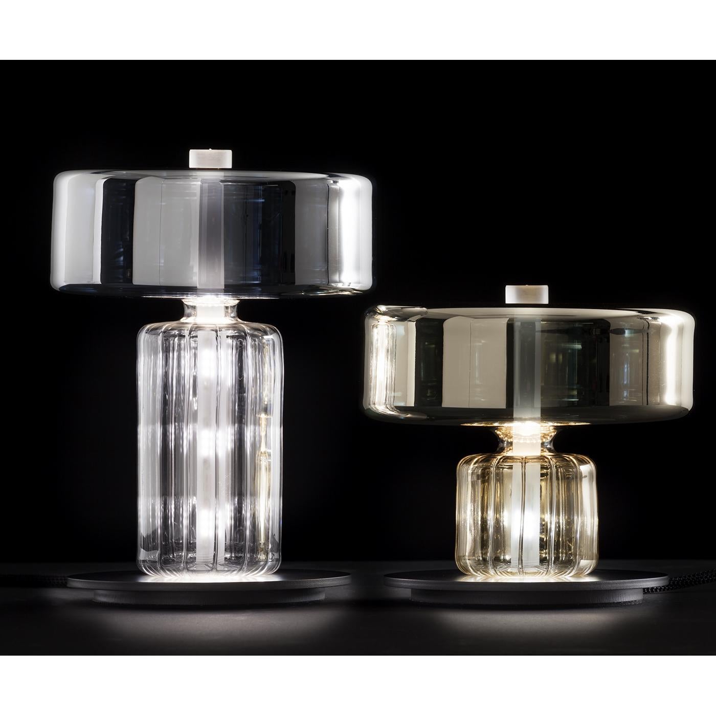 Contemporary Rapanui Large, Melogranoblu, Table Lamp, Metallized Glass