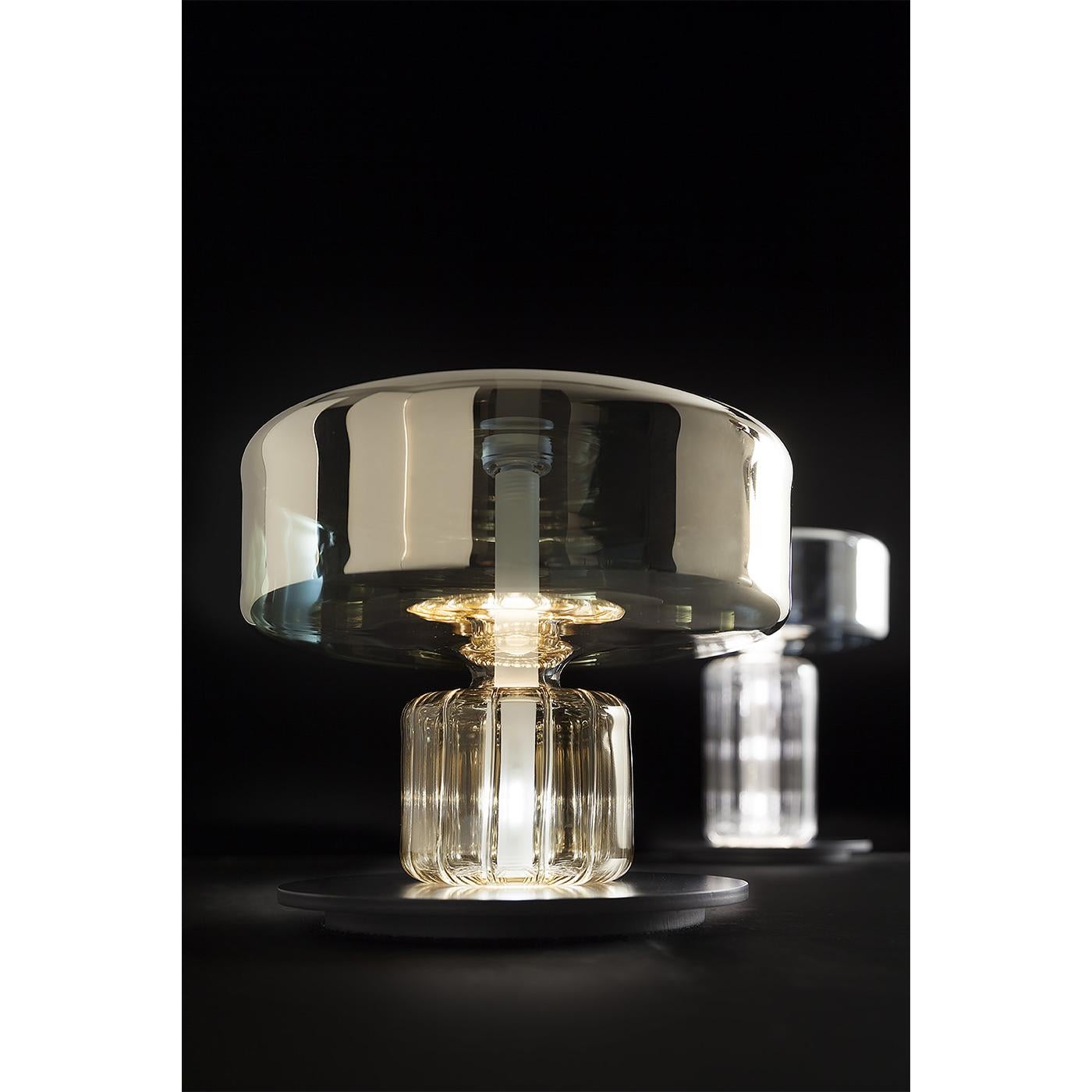 Modern Rapanui Small, Melogranoblu, Table Lamp, Metallized Glass