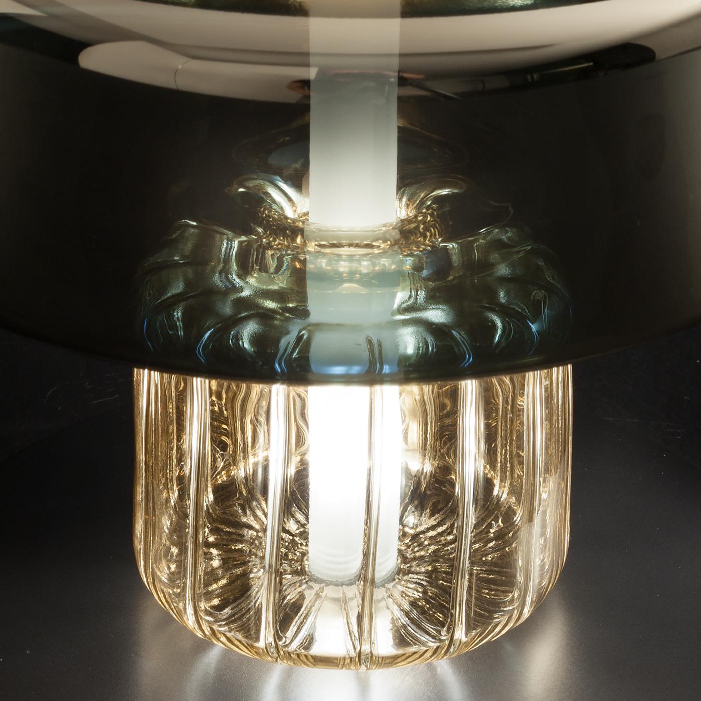 Italian Rapanui Small, Melogranoblu, Table Lamp, Metallized Glass