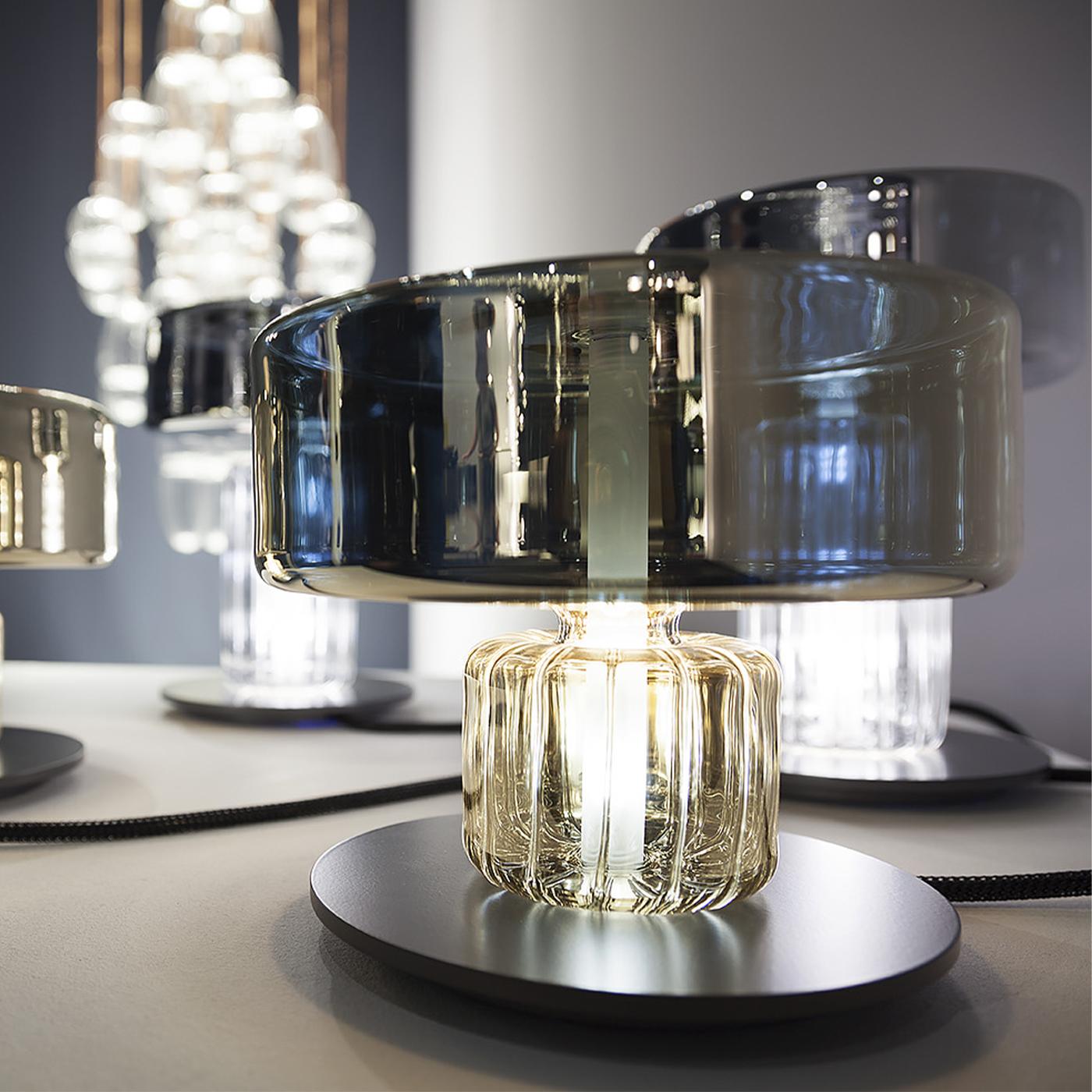 Contemporary Rapanui Small, Melogranoblu, Table Lamp, Metallized Glass