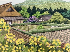 'Rape Blossoms" traditional Japanese woodblock print by Masao Ido