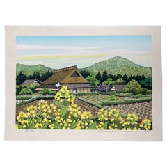 
Rape Blossoms" traditional Japanese woodblock print by Masao Ido
