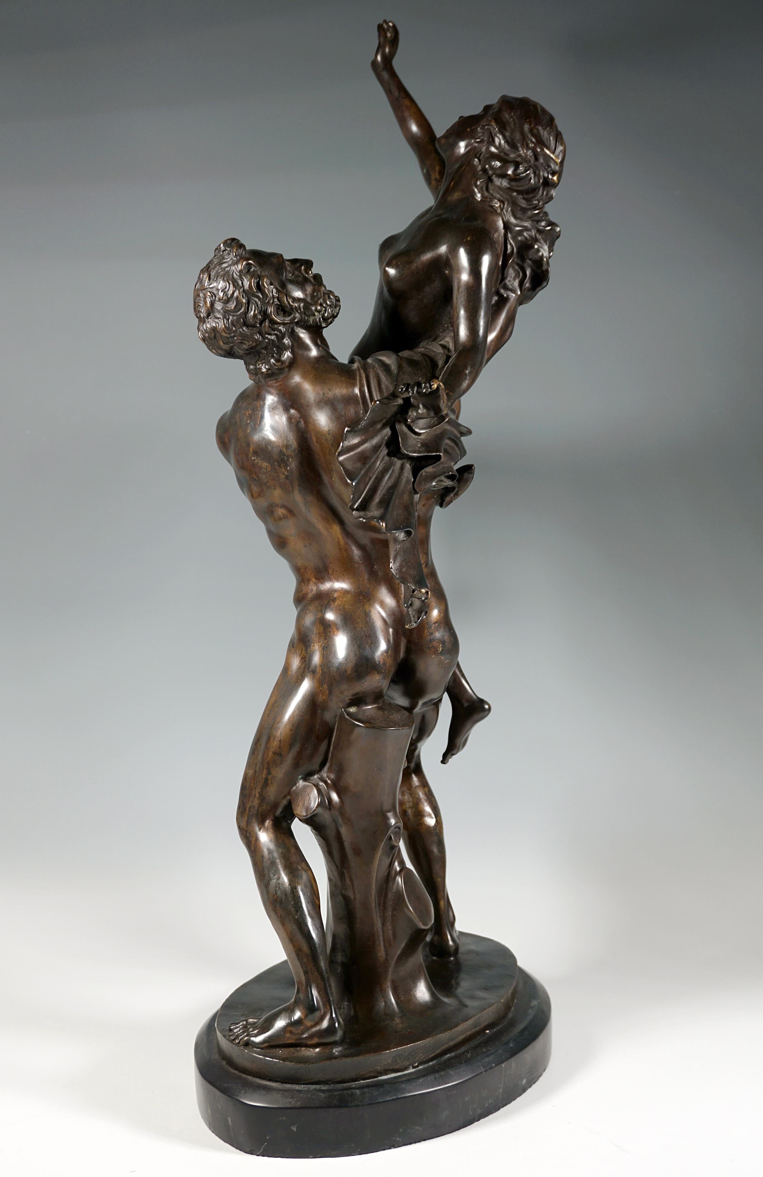 italien Viol d'une femme, grand groupe en bronze d'après Giambologna, début du XXe siècle en vente