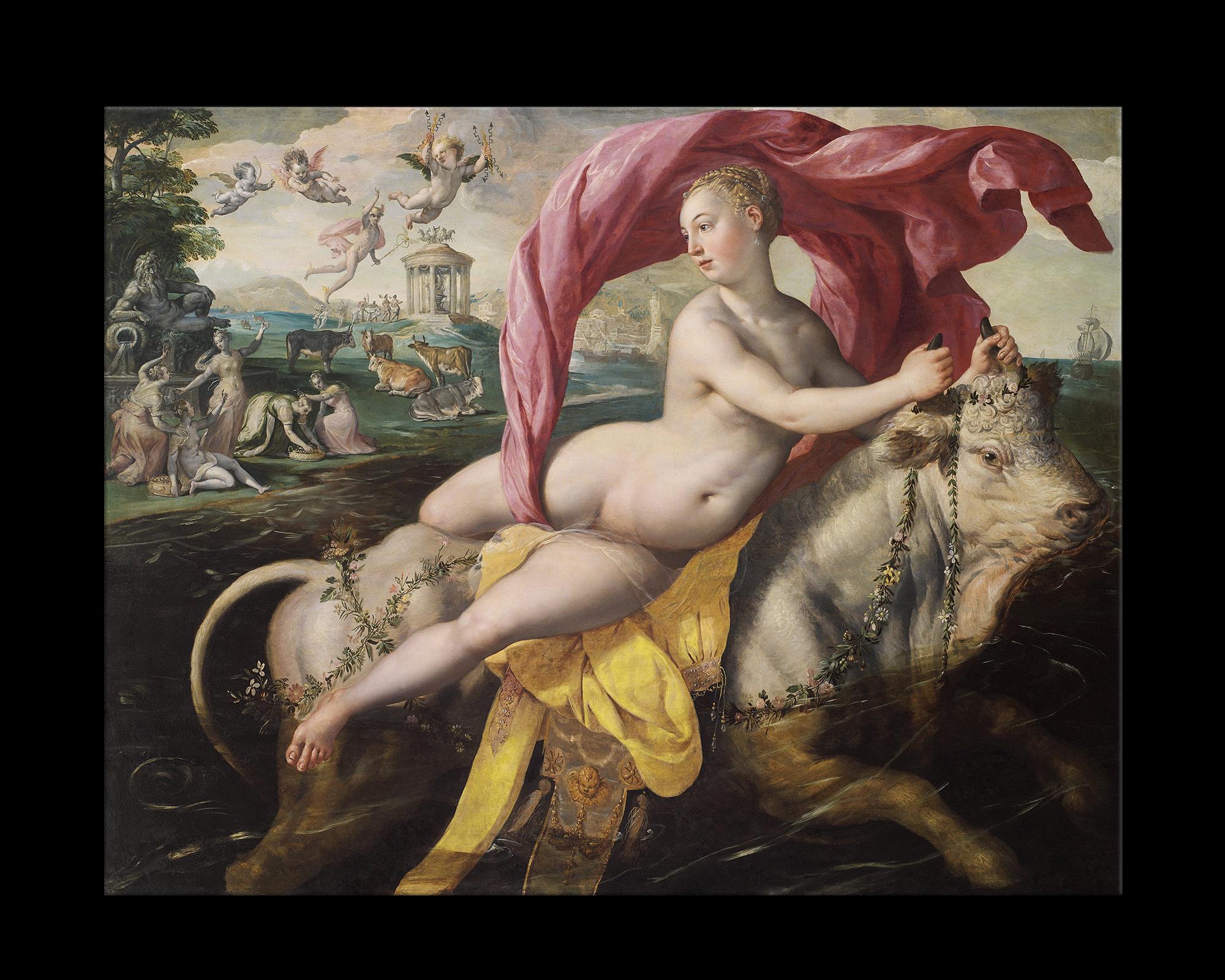 Belgian Rape of Europa, after Baroque Oil Painting by Marten de Vos For Sale