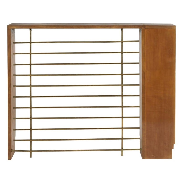 Console Covering Radiator Raphaël, Console/ Radiator Cover, Pear Wood and Brass, XXth at 1stDibs