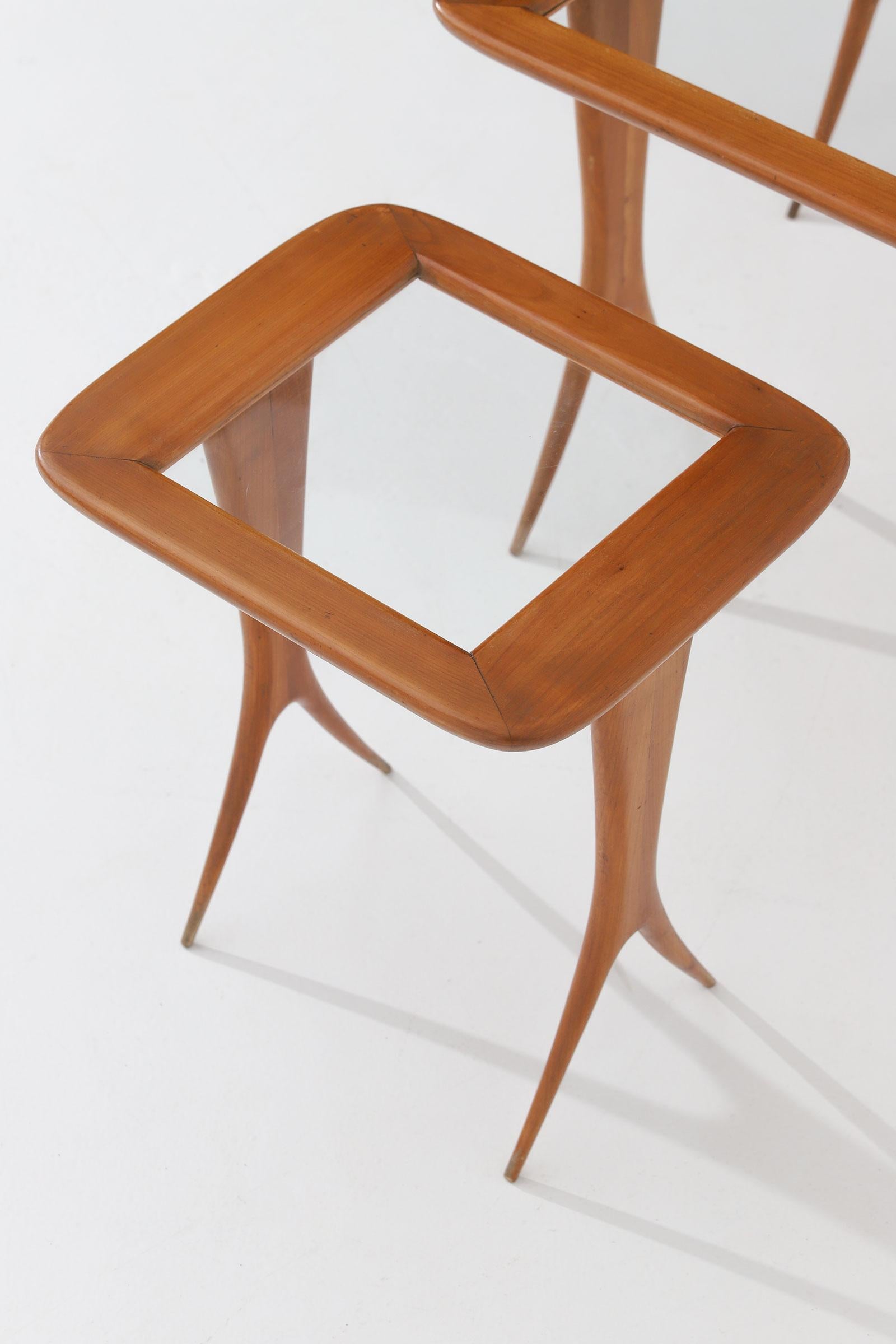 French Raphael 1950s Nesting Tables in Walnut