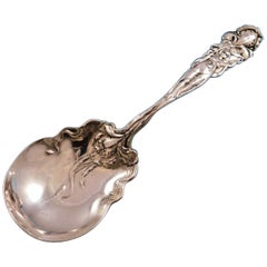 Raphael by Alvin Sterling Silver Berry Spoon with Iris Figural Nouveau