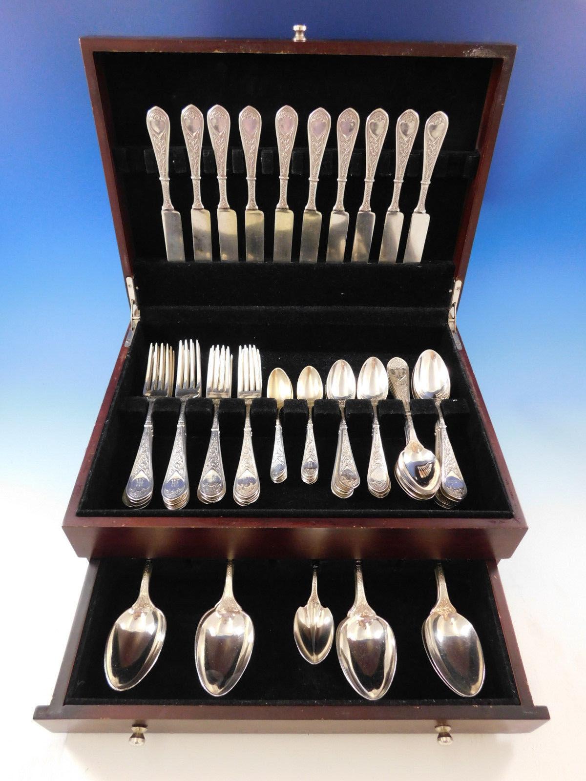 Raphael by Gorham sterling silver flatware set 71 pieces. This set includes:

Ten flat handle all-sterling tea knives, 8 3/8