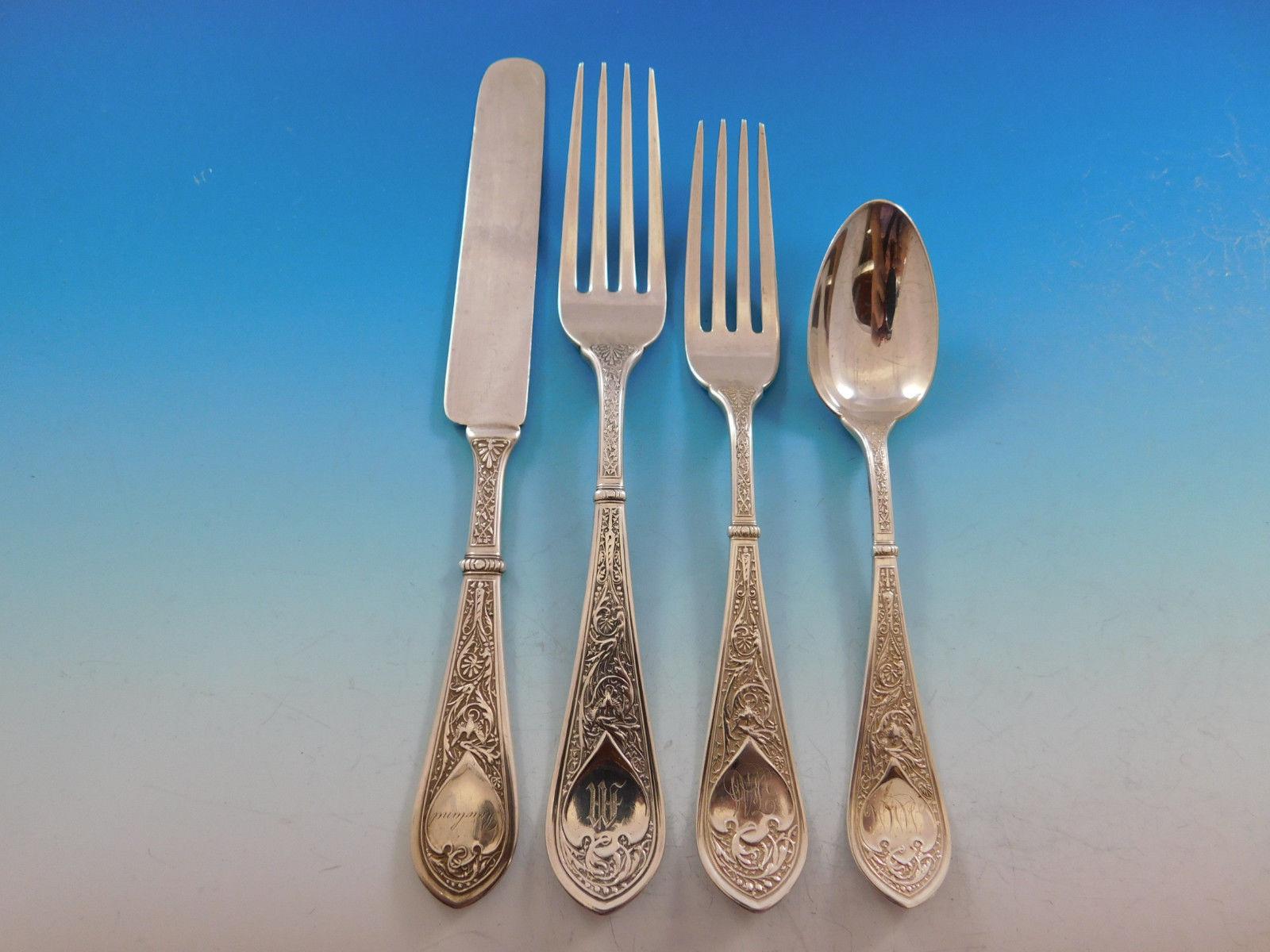 Raphael by Gorham Sterling Silver Flatware Set Service 71 Pieces Antique In Excellent Condition In Big Bend, WI
