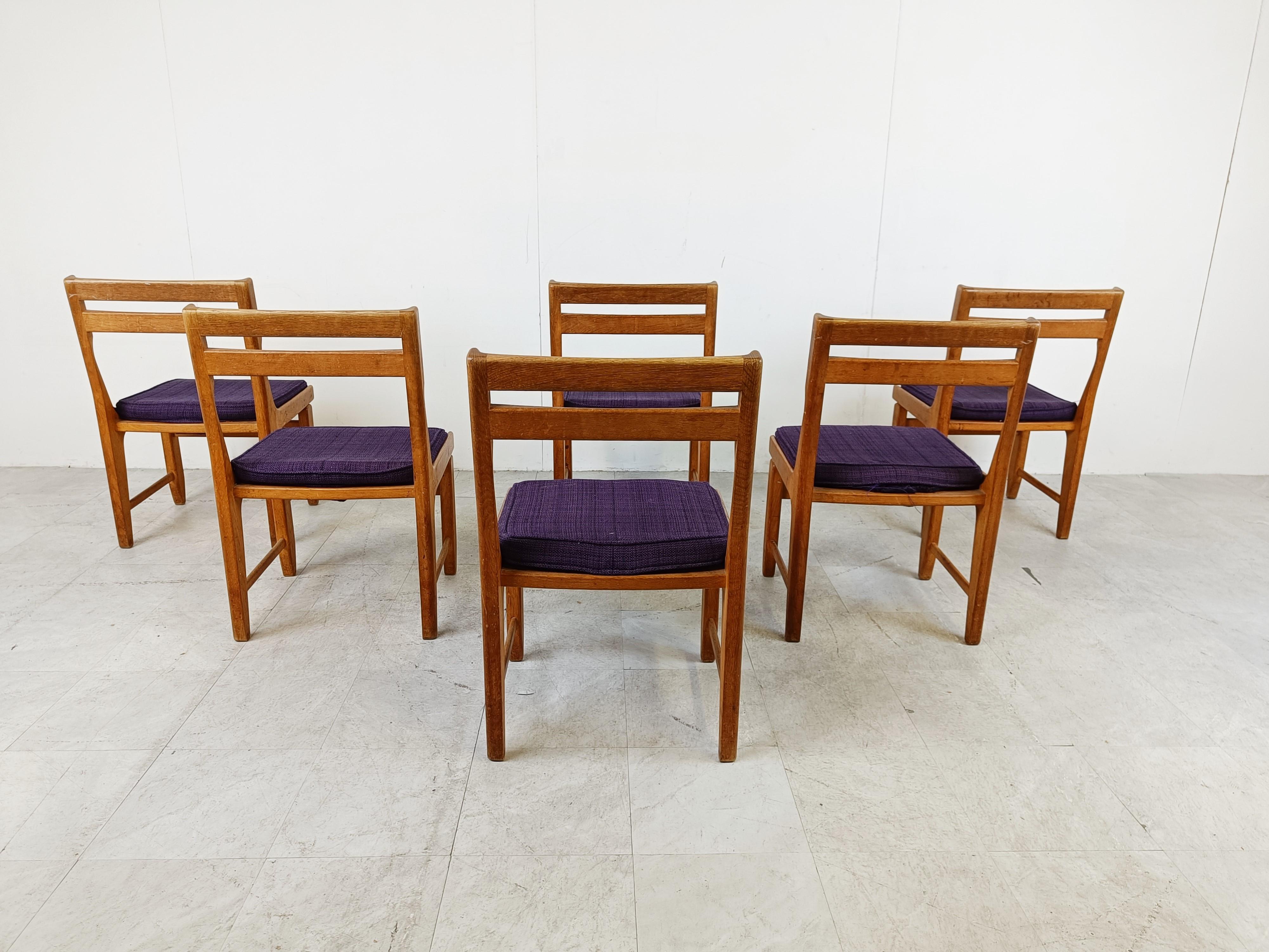 Fabric Raphael Chairs by Guillerme and Chambron for Votre Maison, Set of 6 For Sale