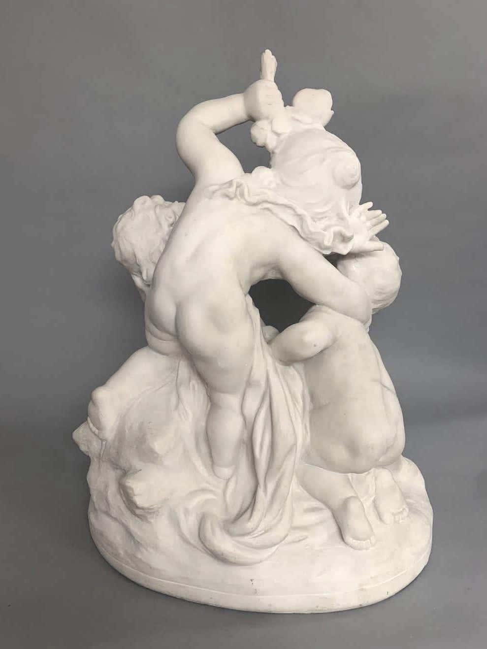 Figural Grouping of Playful Cupids 
by Raphael Charles Peyre (1872-1949)
carved white Composition
Signed R.Ch.Peyre
Height 22 in. (56 cm)

NMA Inv 3969