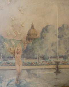 Raphael Delorme (1885-1962) , "Venere con colombe".