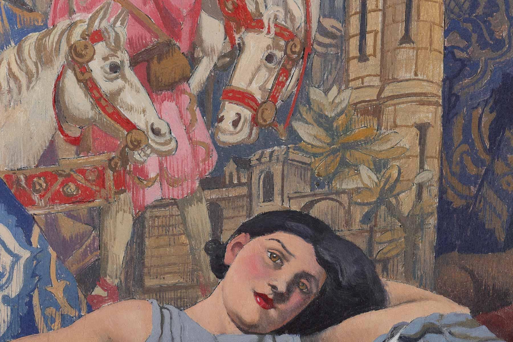 Art Deco Raphaël DELORME (1885-1962)  « Jeune femme dans son intérieur »  For Sale