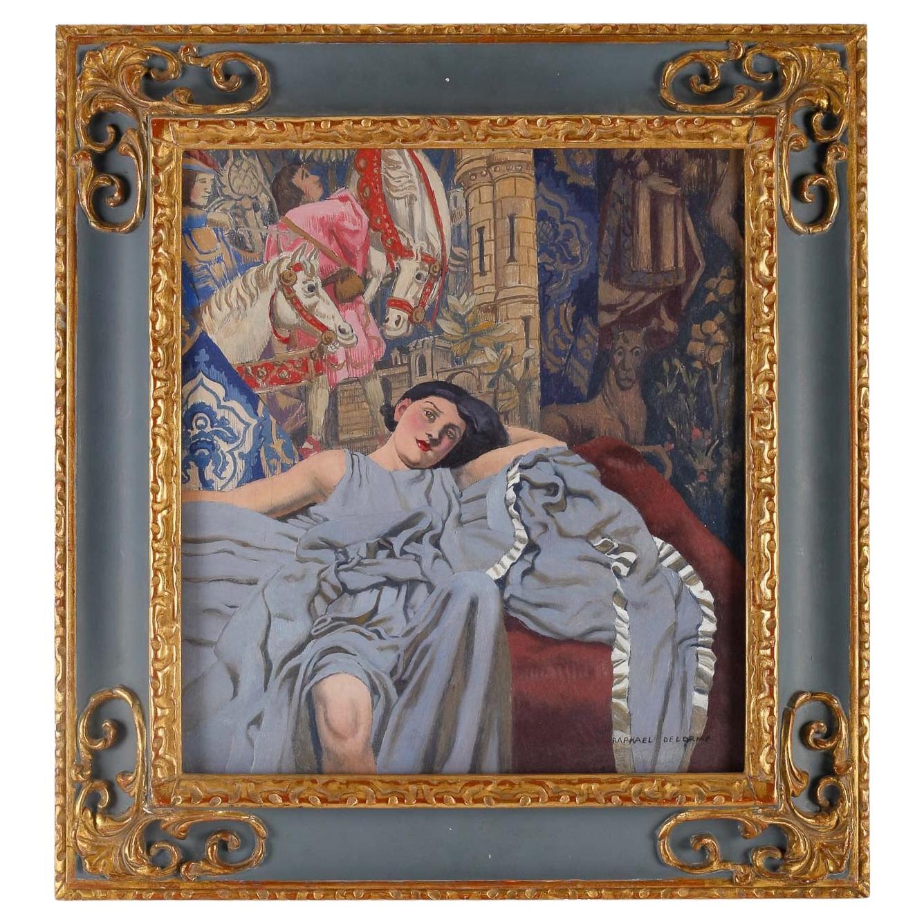 Raphaël DELORME (1885-1962)  « Jeune femme dans son intérieur »  For Sale