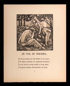 Antique Je Vis, Je Meurs - Original Woodcut print by R. Drouart - 20th Century