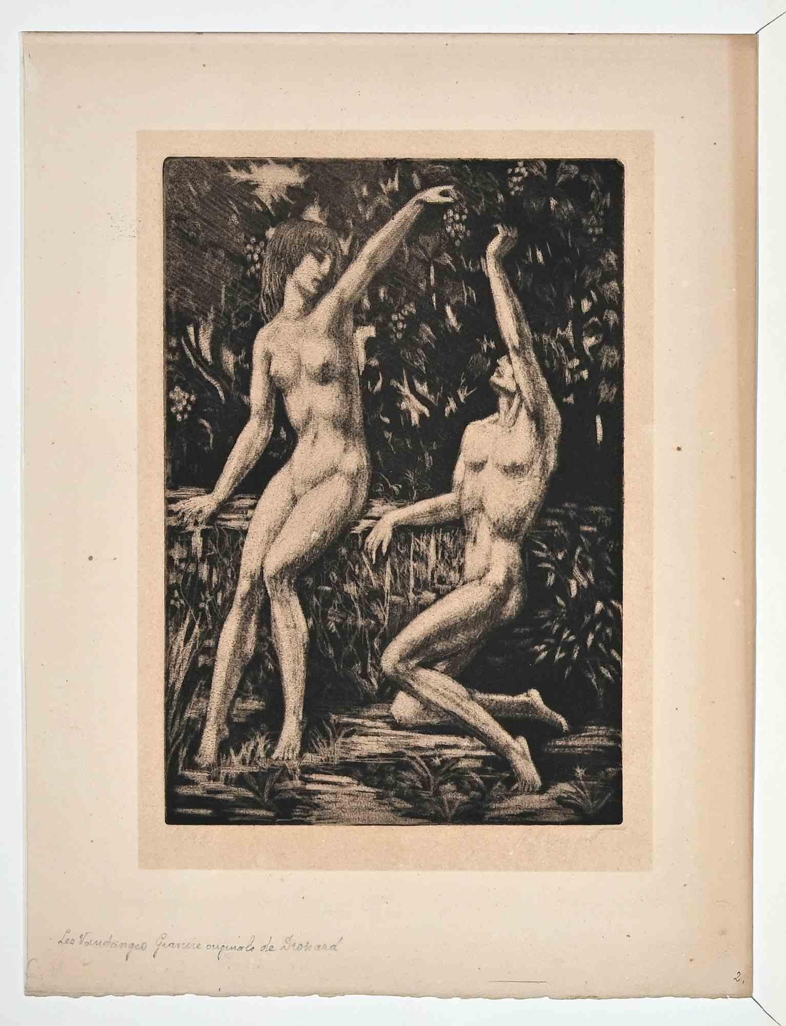 Dead Nudes - Original Etching by Raphael Drouart - Early 20th century