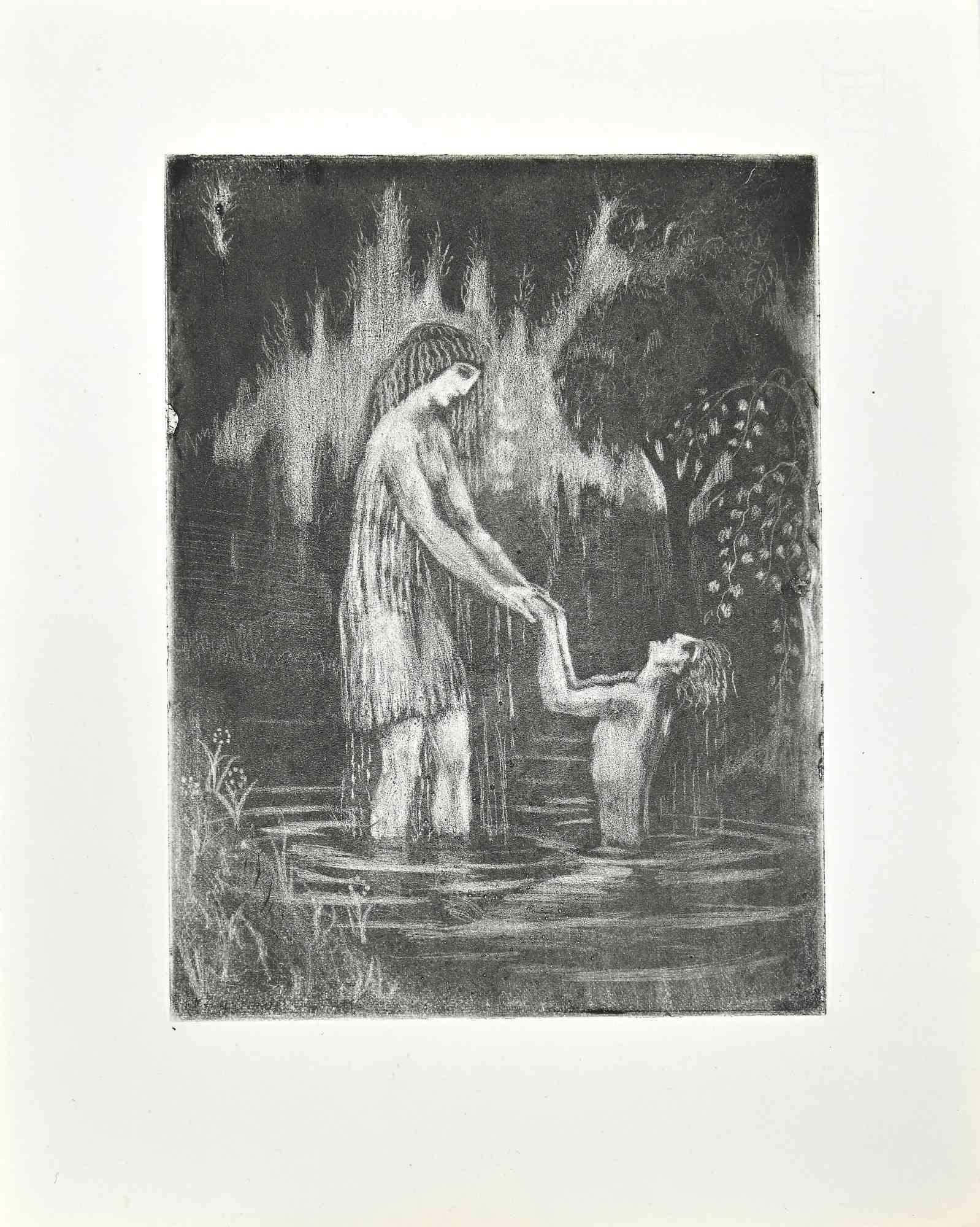 The Shandy Bath - Etching by Raphael Drouart - Early 20th century