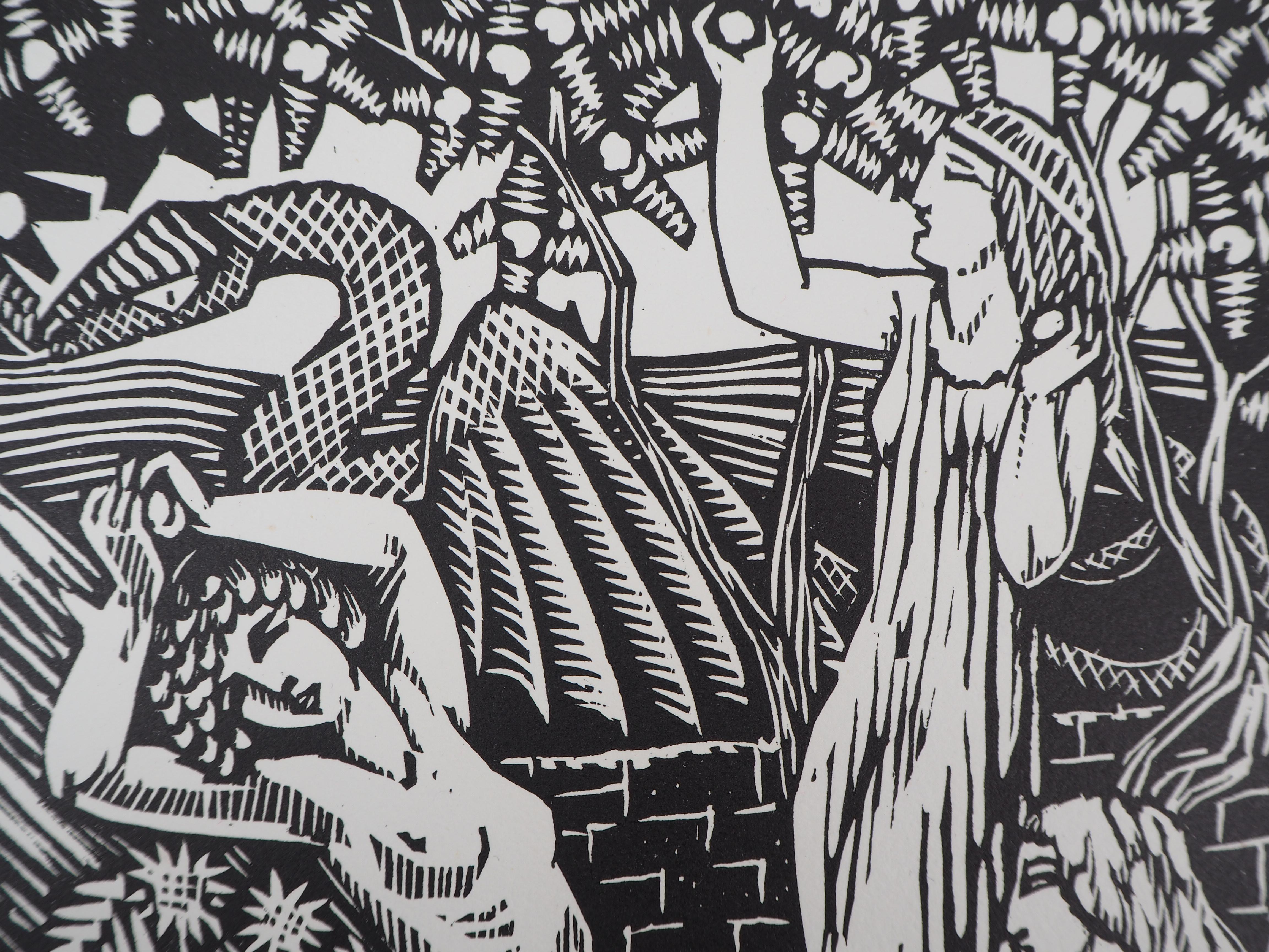 Mythology : The Hesperides Nymphs - Original Wooodcut, Handsigned For Sale 1