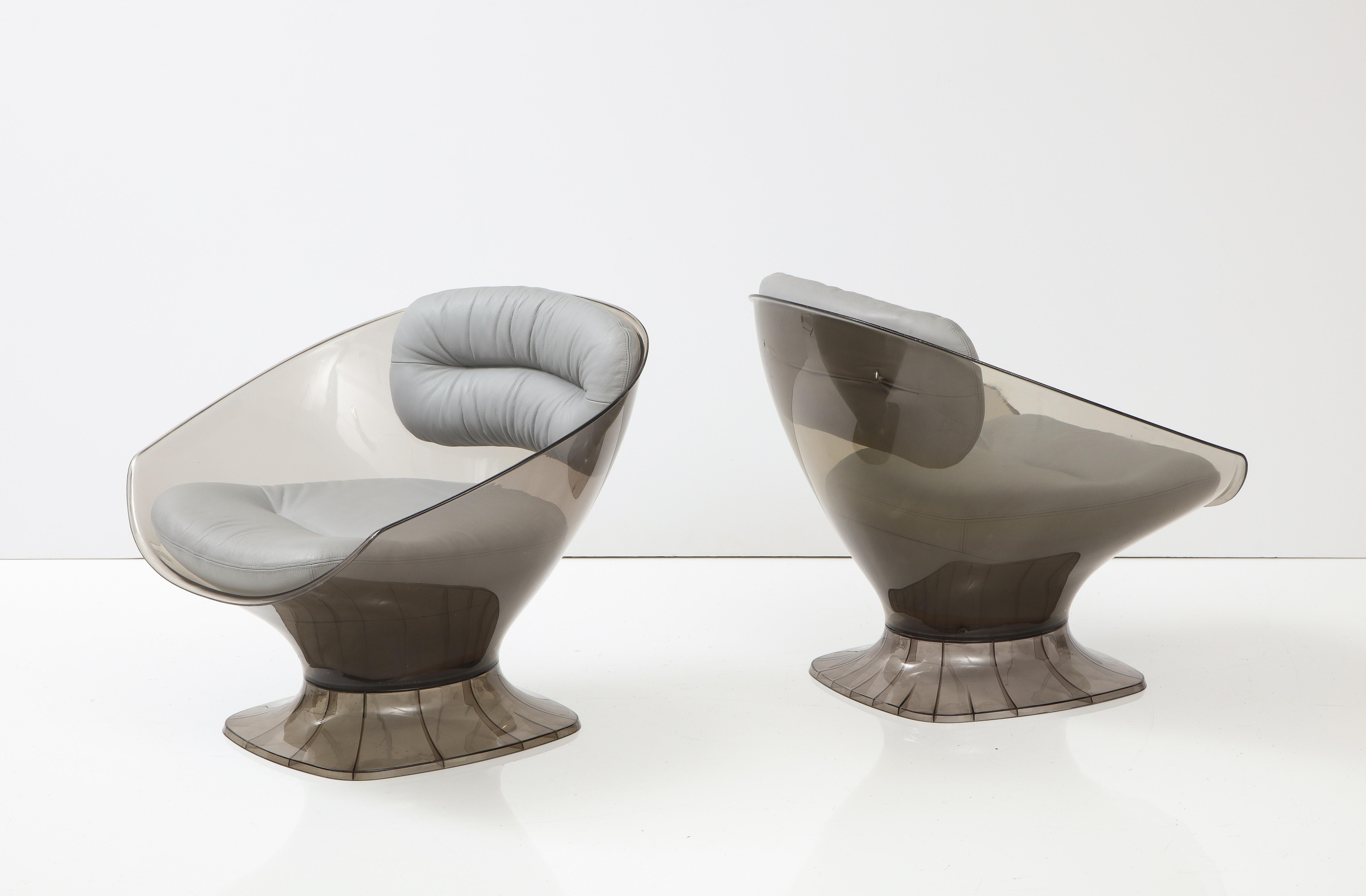 Modern Raphael France Acrylic Lounge Chairs For Sale