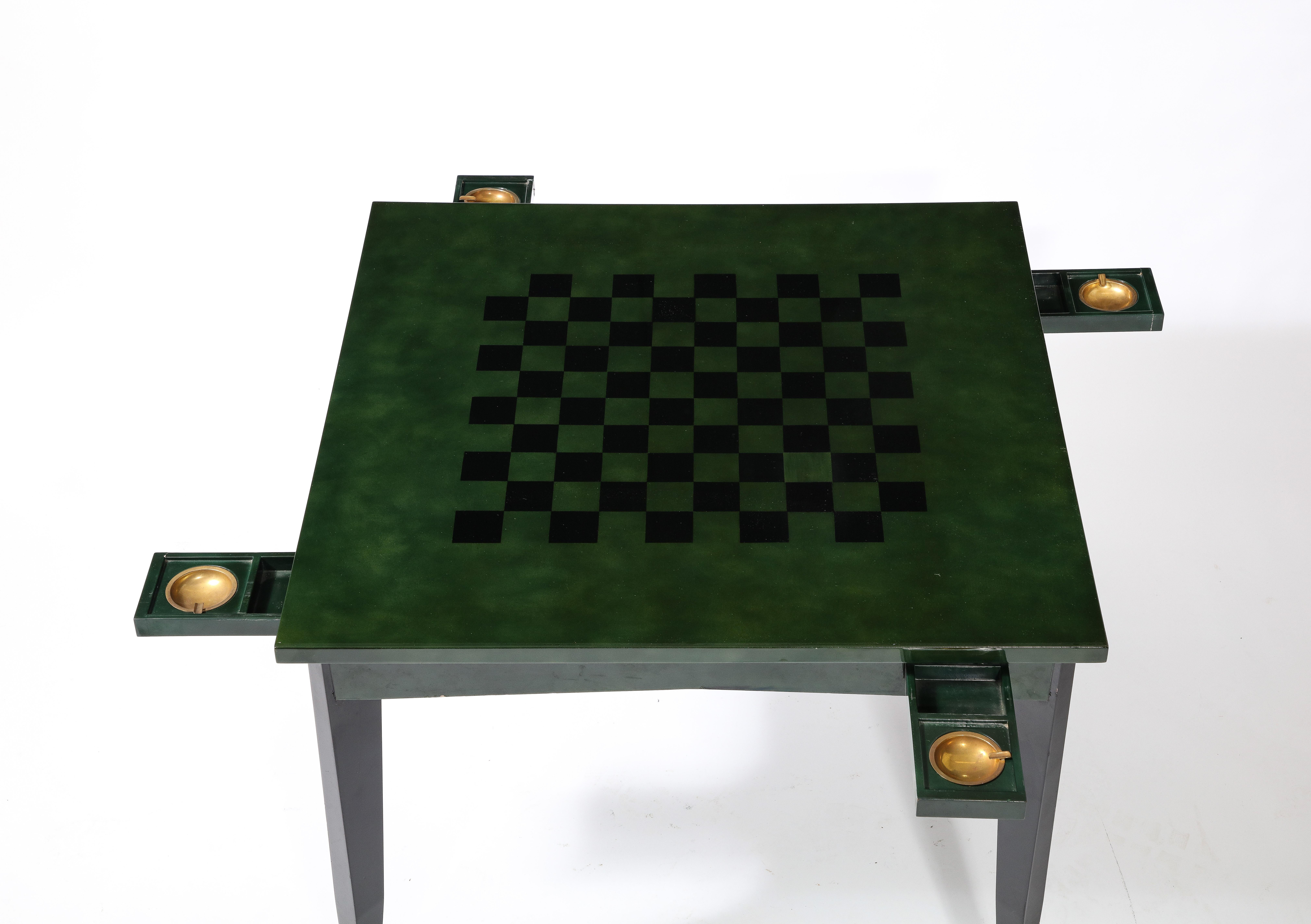 Raphael Raffel Game Table in Green & Black Beka Lacquer, France 1950's For Sale 2