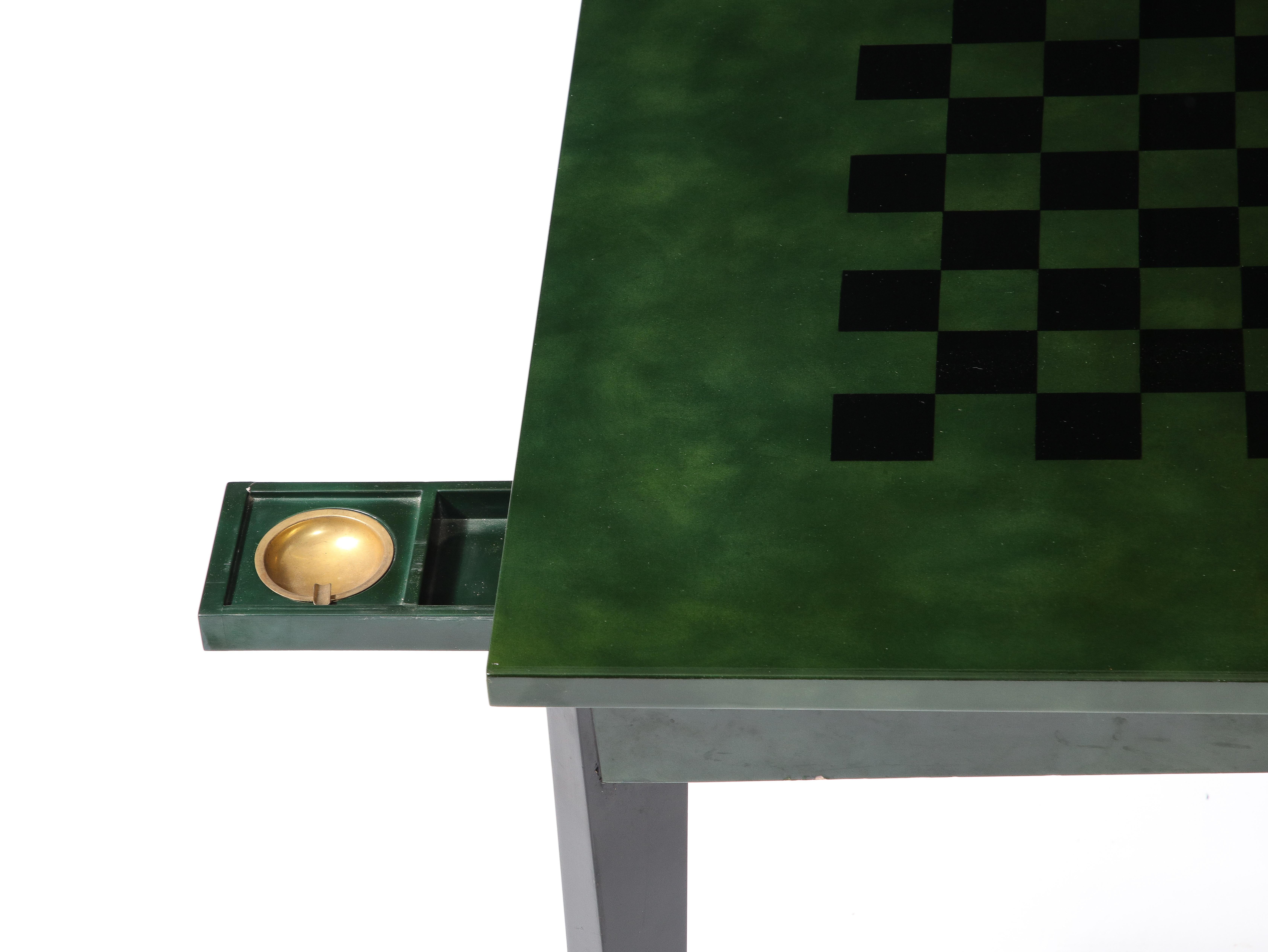 Raphael Raffel Game Table in Green & Black Beka Lacquer, France 1950's For Sale 3