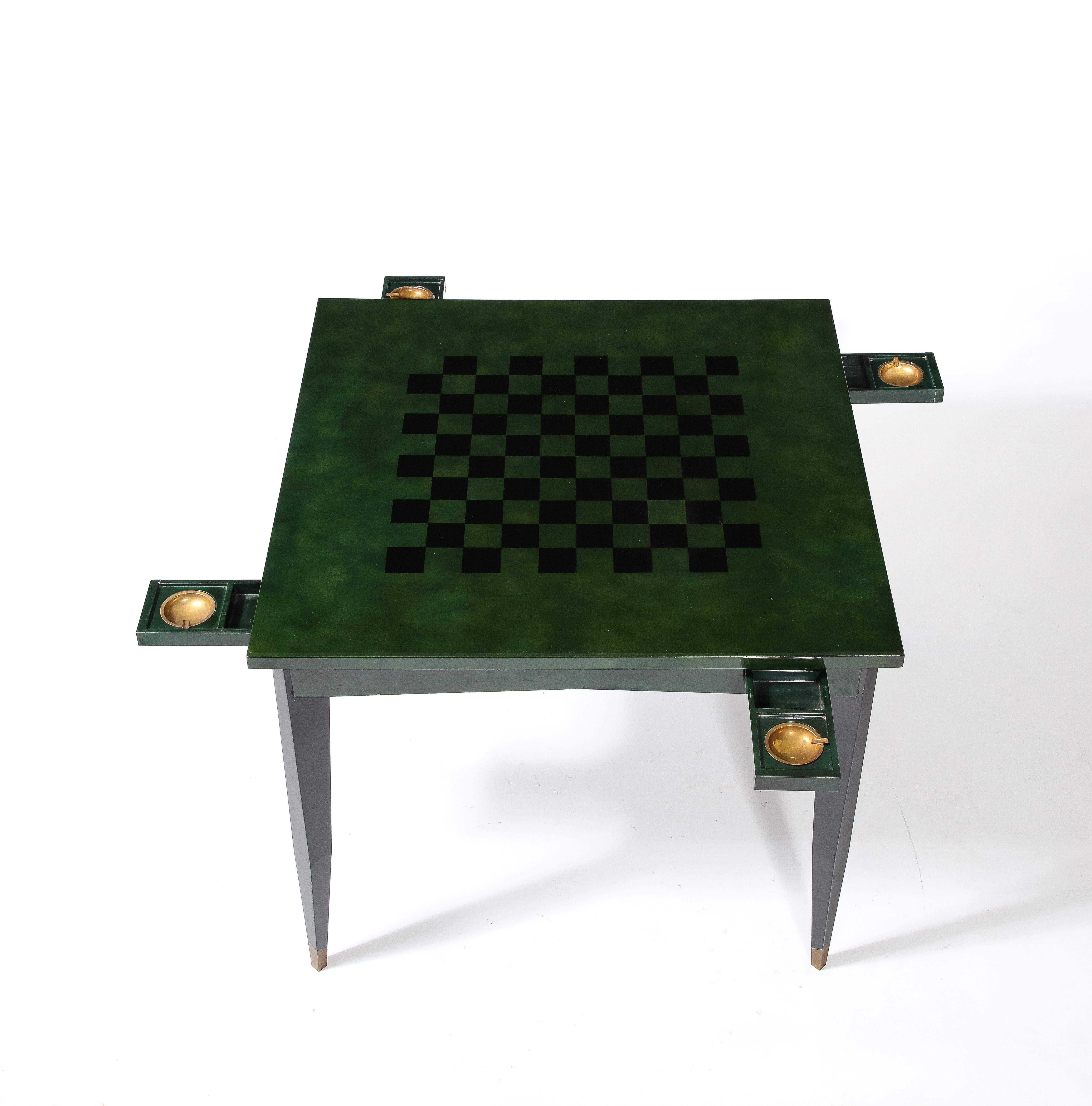 Raphael Raffel Game Table in Green & Black Beka Lacquer, France 1950's For Sale 4