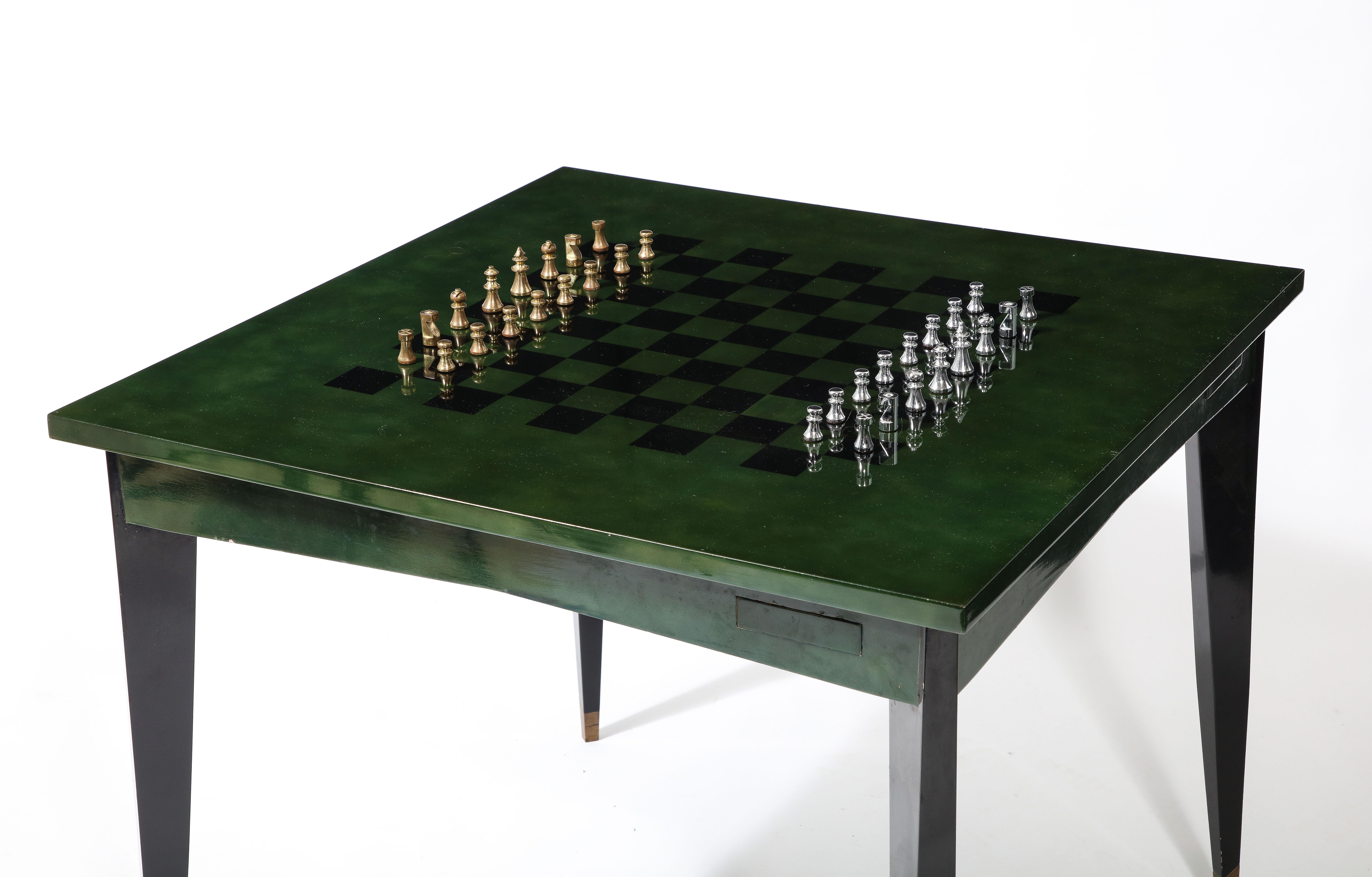 Raphael Raffel Game Table in Green & Black Beka Lacquer, France 1950's For Sale 7