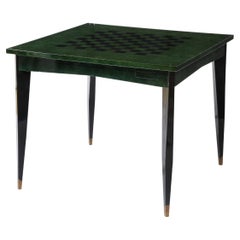 Raphael Raffel Game Table in Green & Black Beka Lacquer, France 1950's