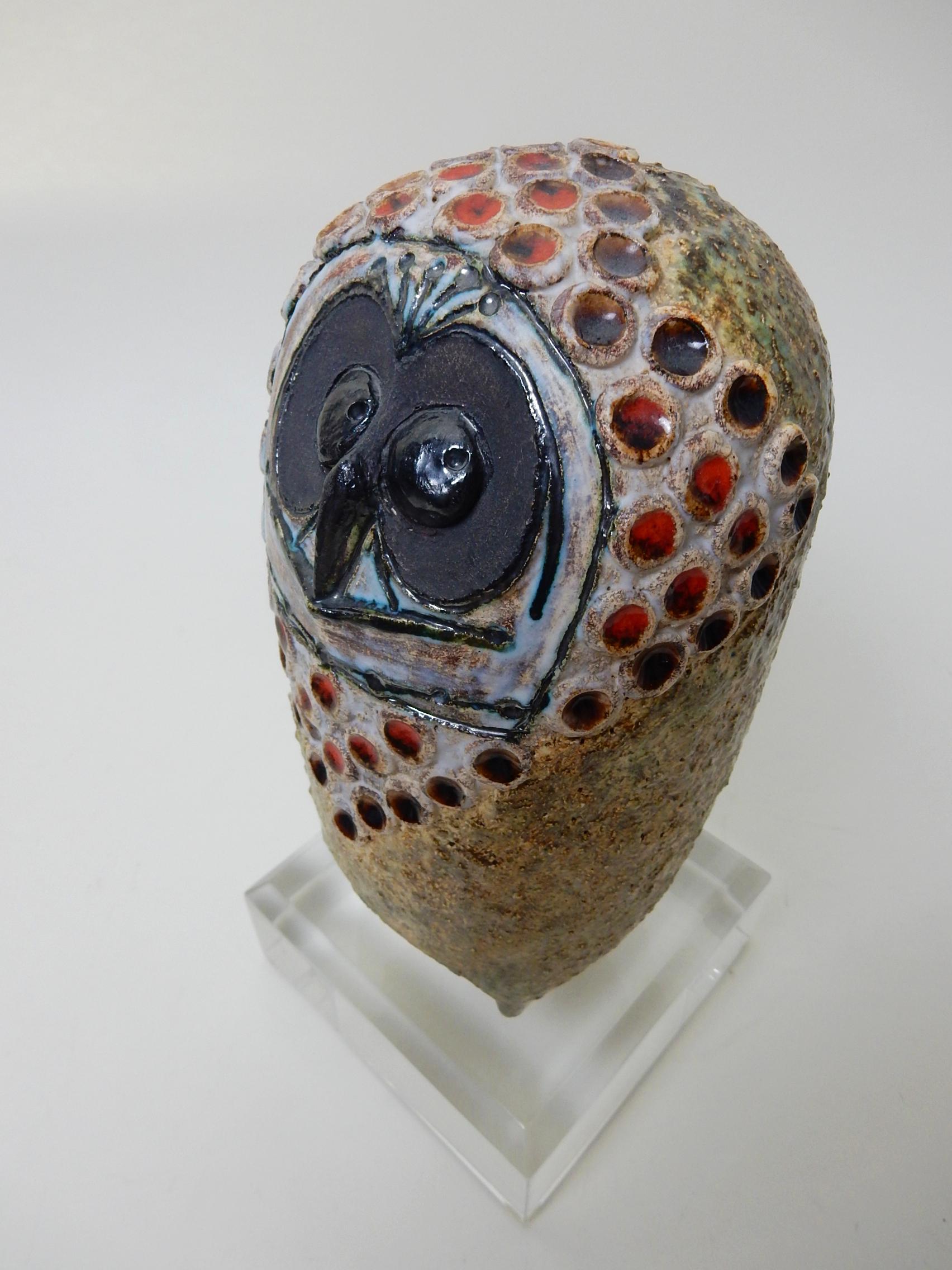French Raphaël Giarrusso Art Pottery Modernist Owl Paris, France