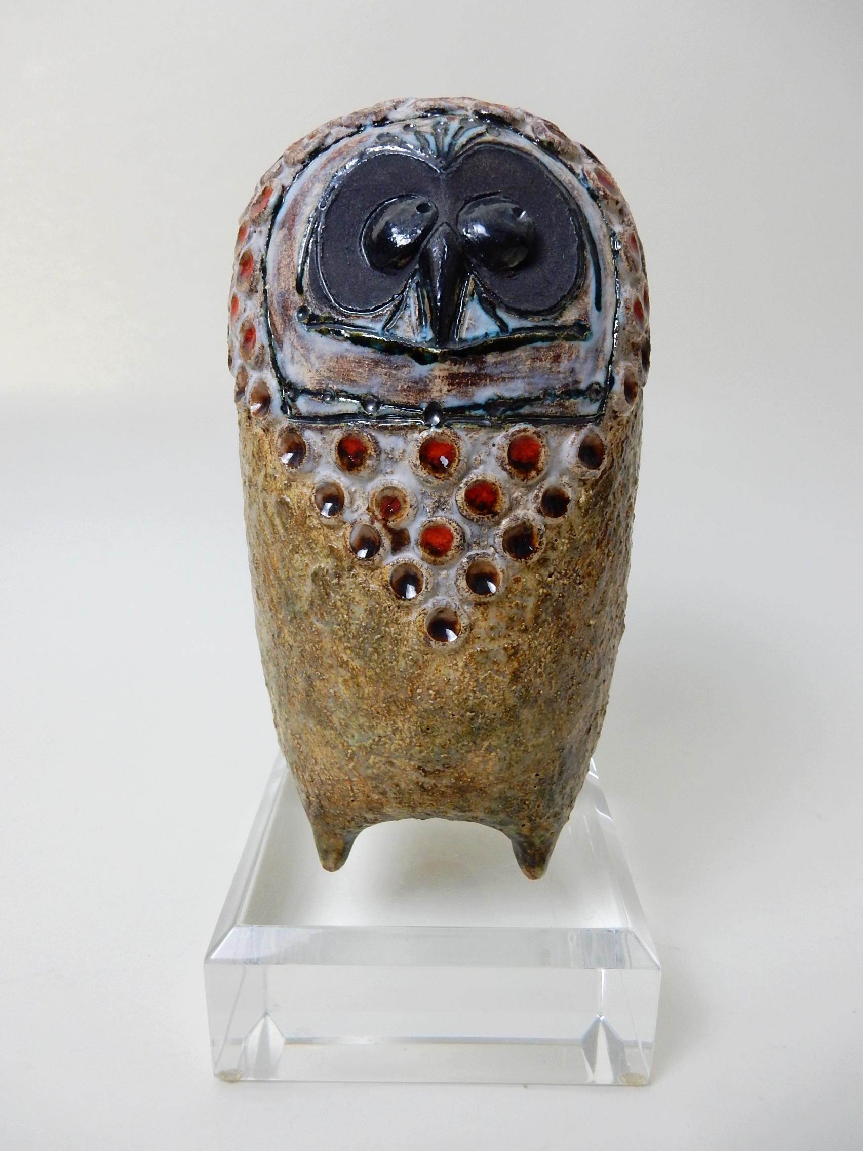 Raphaël Giarrusso Art Pottery Modernist Owl Paris, France In Good Condition In Las Vegas, NV