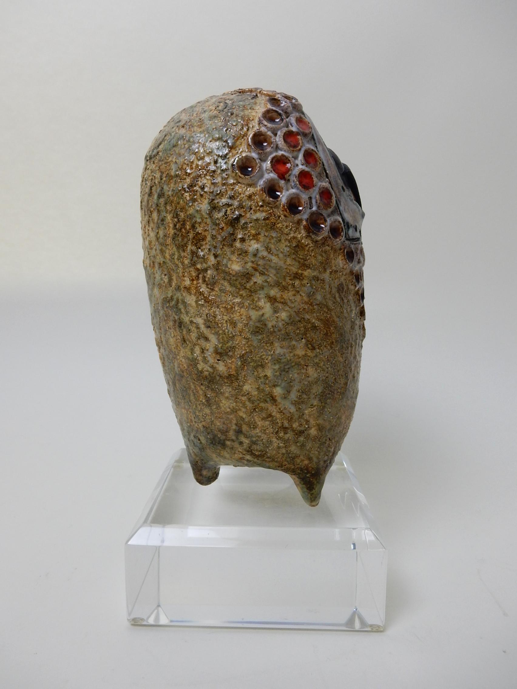 20th Century Raphaël Giarrusso Art Pottery Modernist Owl Paris, France
