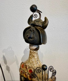 Raphael Giarrusso Ceramic Knight Sculpture, France Accolay 1969