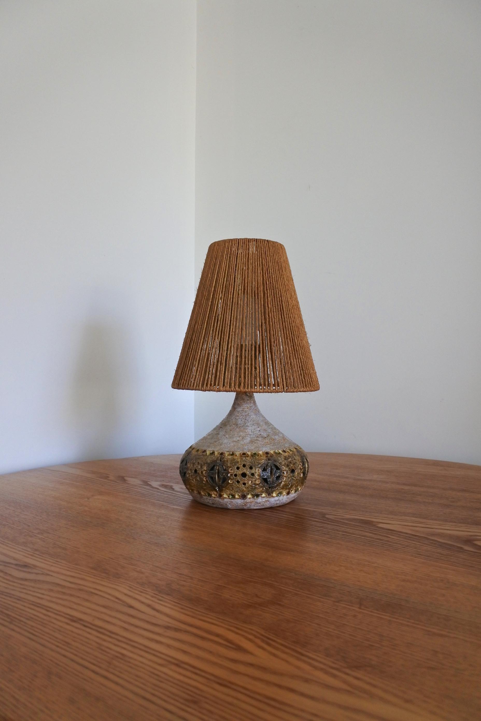 Raphael Giarrusso French Ceramic Table Lamp Accolay, 1960s In Good Condition In La Teste De Buch, FR