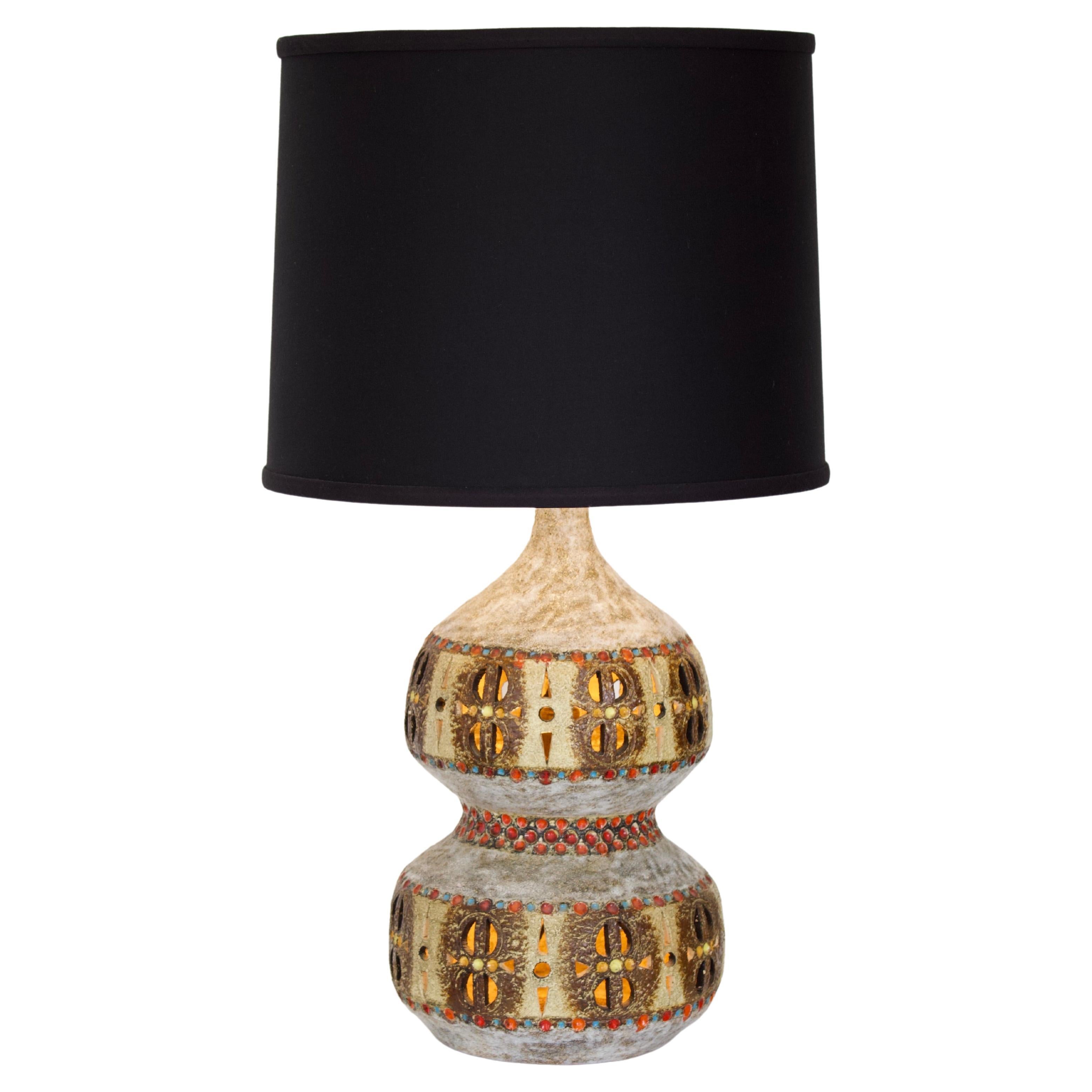 Raphaël Giarrusso French Pierced and Glazed Ceramic Table Lamp