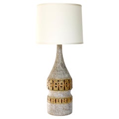 Raphael Giarrusso Peirced French Ceramic Table Lamp Accolay, circa 1967