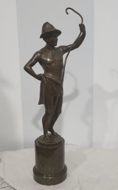 Raphael Hubert (French 1884), Le Berger "The Sheperd" Patinated Bronze Sculpture