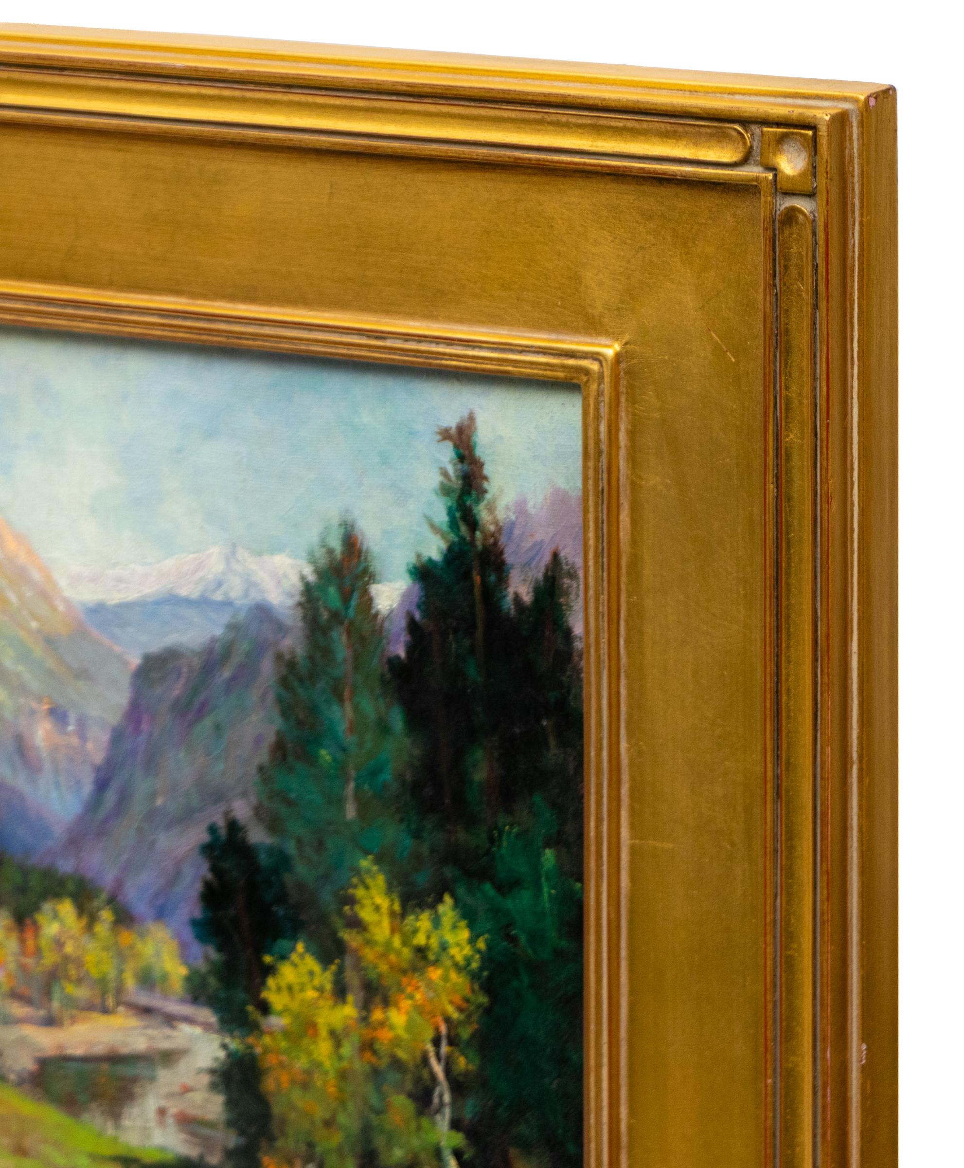 Paisaje de Colorado, Montañas Rocosas en otoño, Pintura al óleo del siglo XX en venta 3