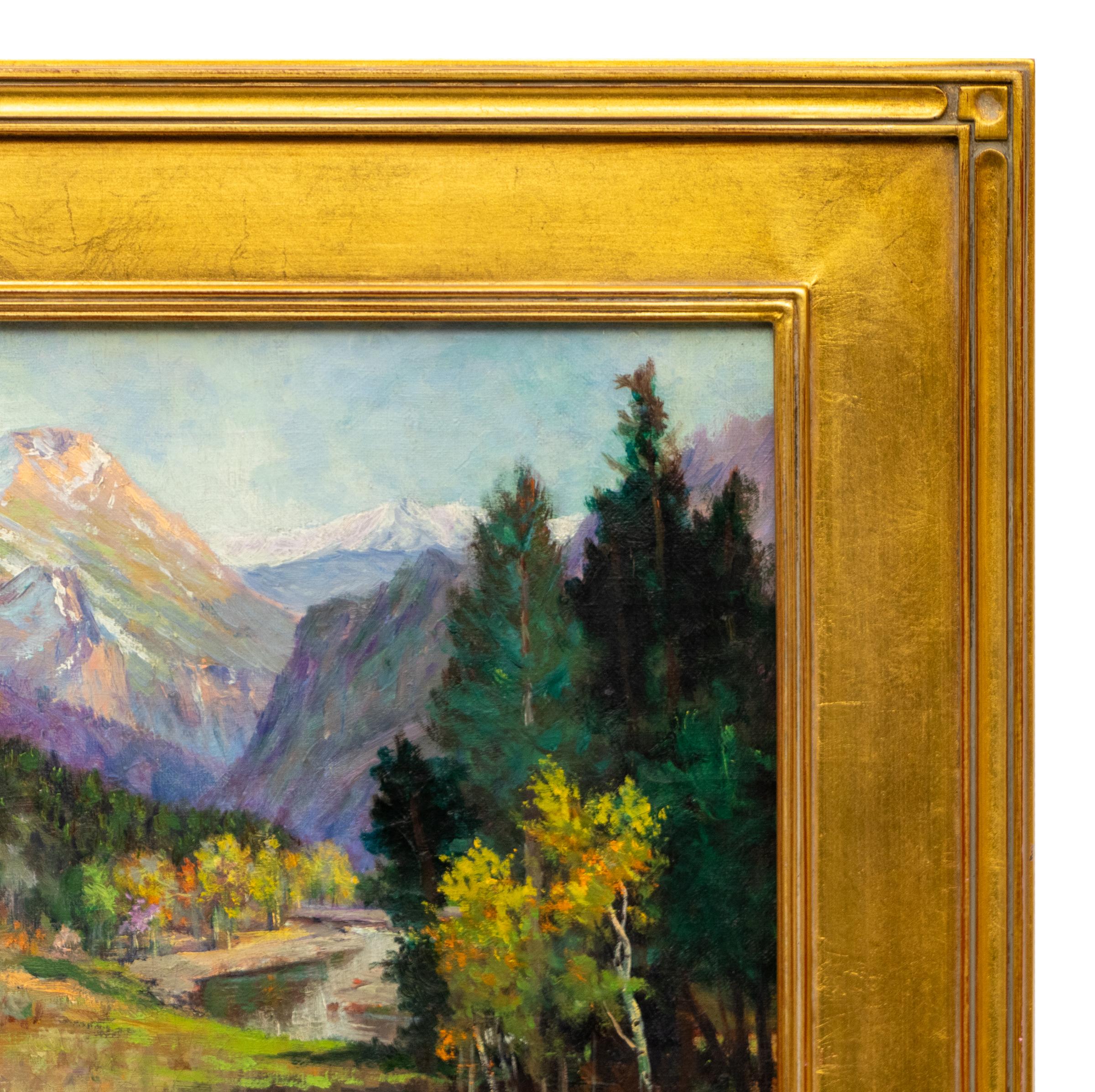 Paisaje de Colorado, Montañas Rocosas en otoño, Pintura al óleo del siglo XX en venta 4