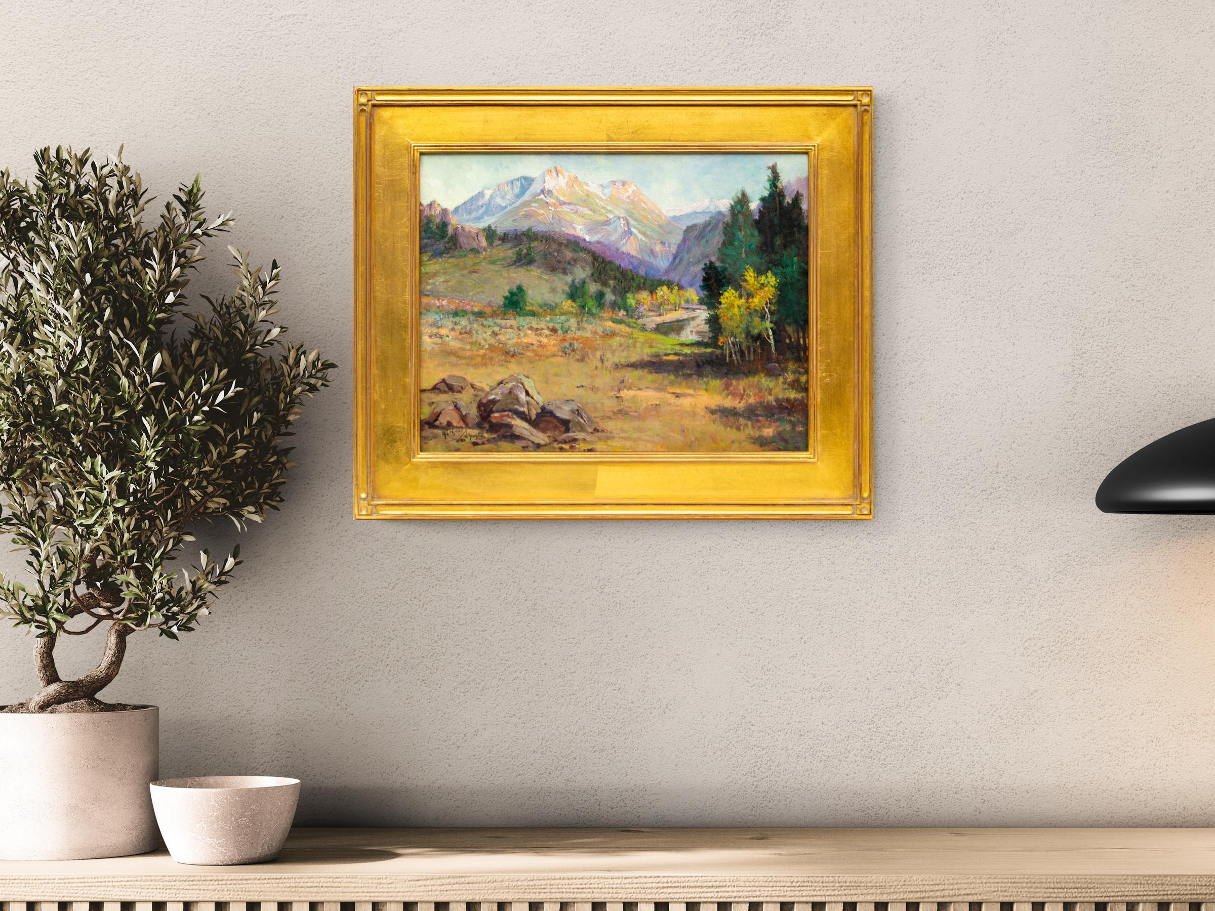 Paisaje de Colorado, Montañas Rocosas en otoño, Pintura al óleo del siglo XX en venta 6