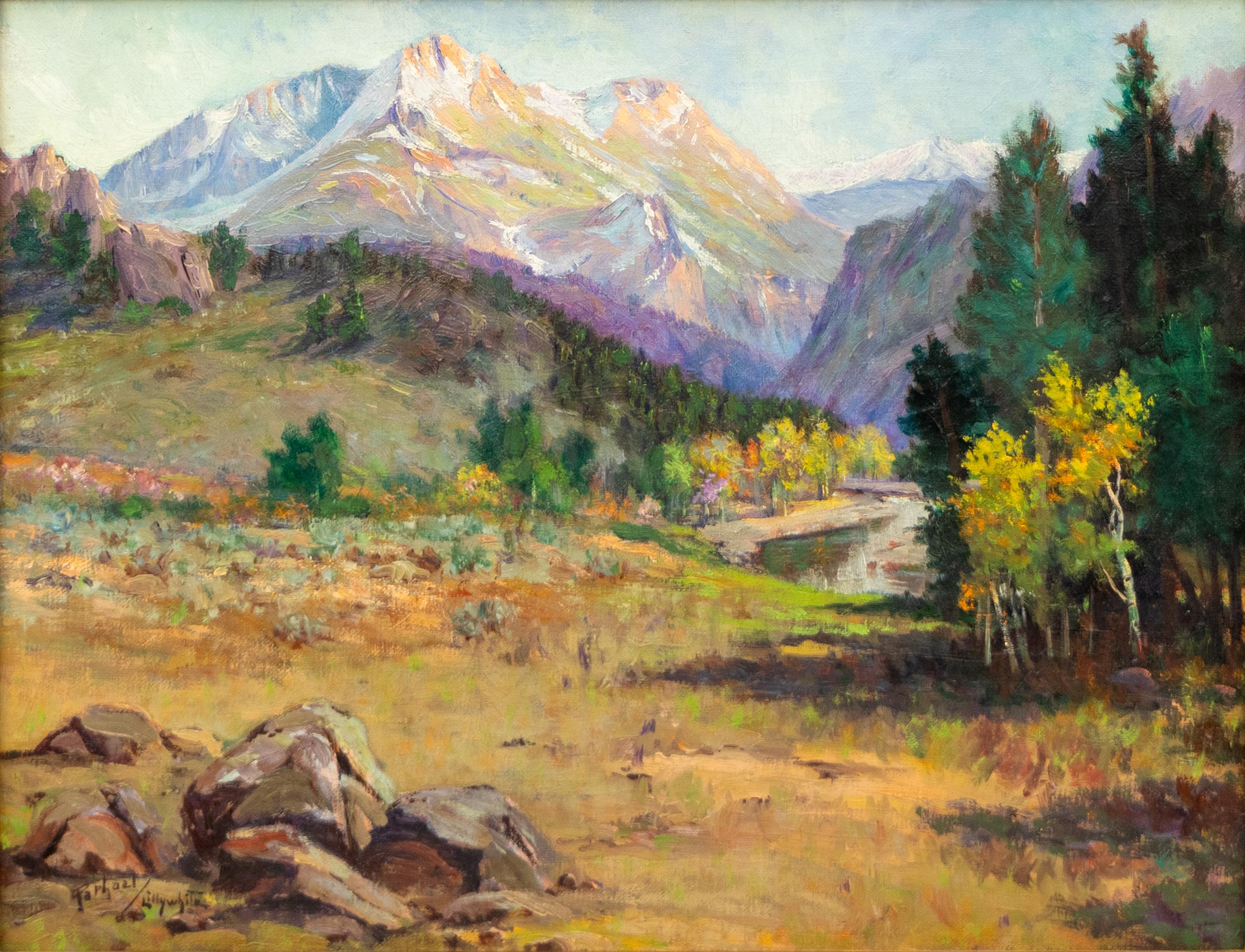 Paisaje de Colorado, Montañas Rocosas en otoño, Pintura al óleo del siglo XX - Painting de Raphael Lillywhite
