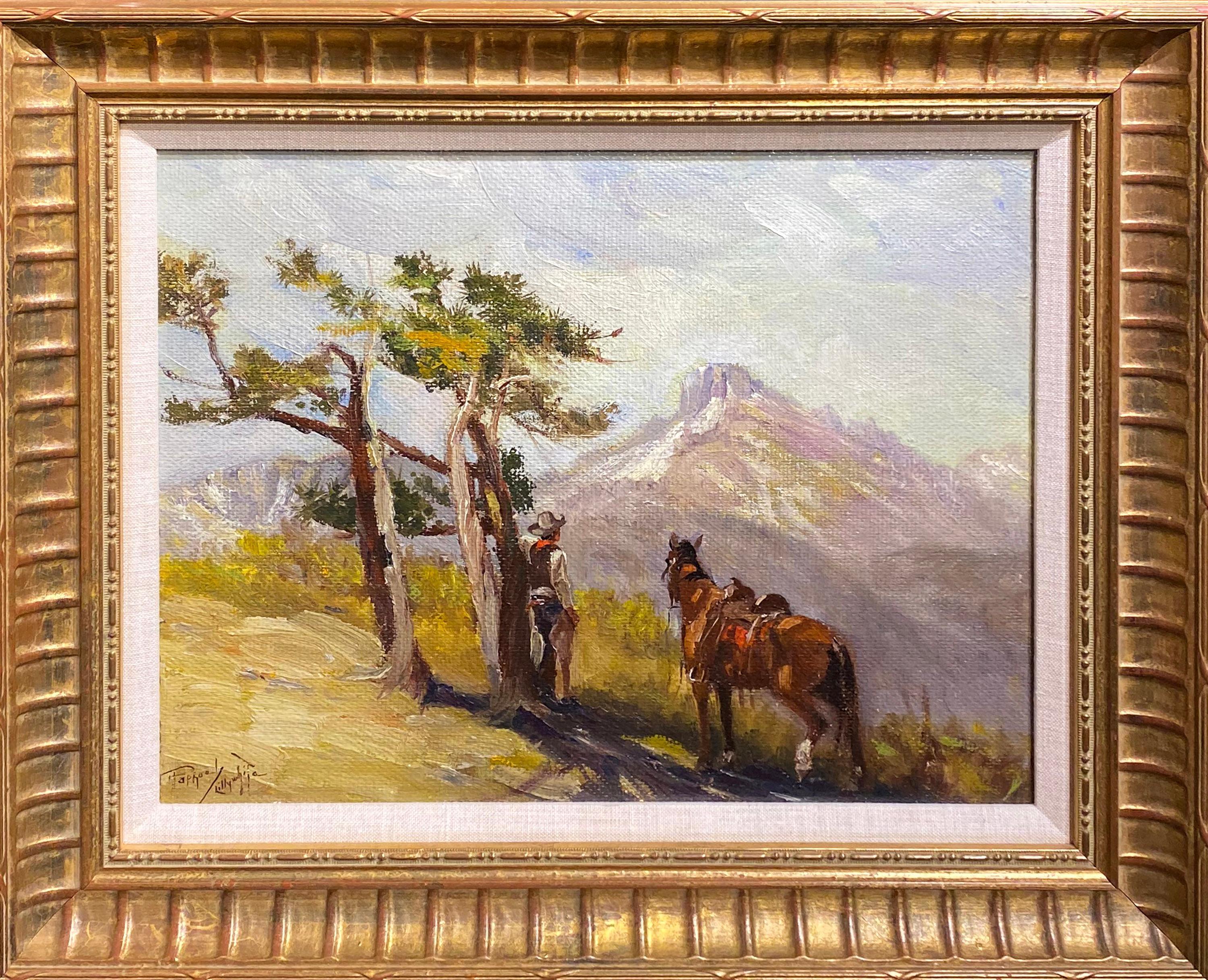 Le cowboy et son cheval - Painting de Raphael Lillywhite