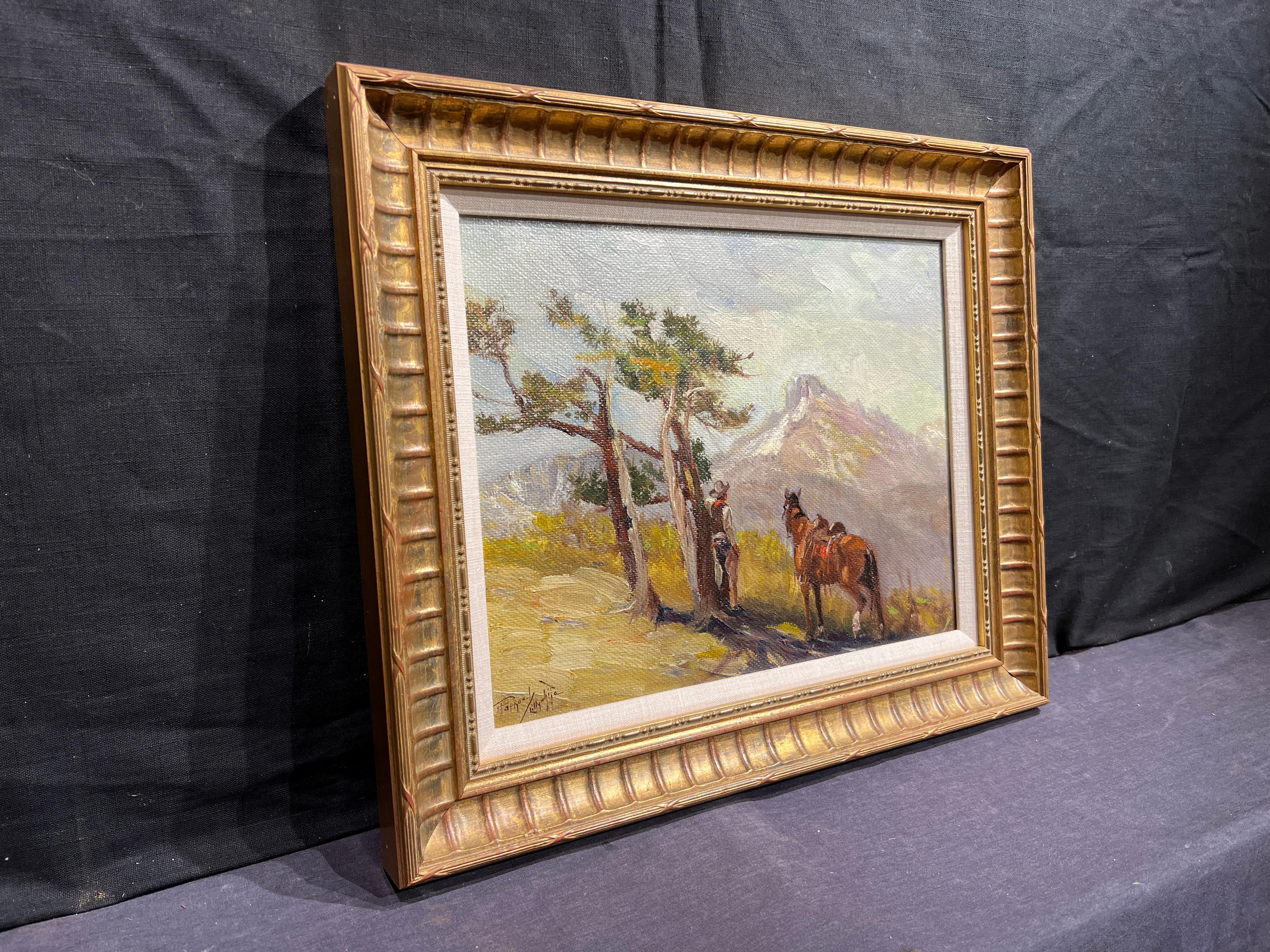Le cowboy et son cheval
Par Raphael Lillywhite (Américain, 1891-1958)
Sans cadre : 12