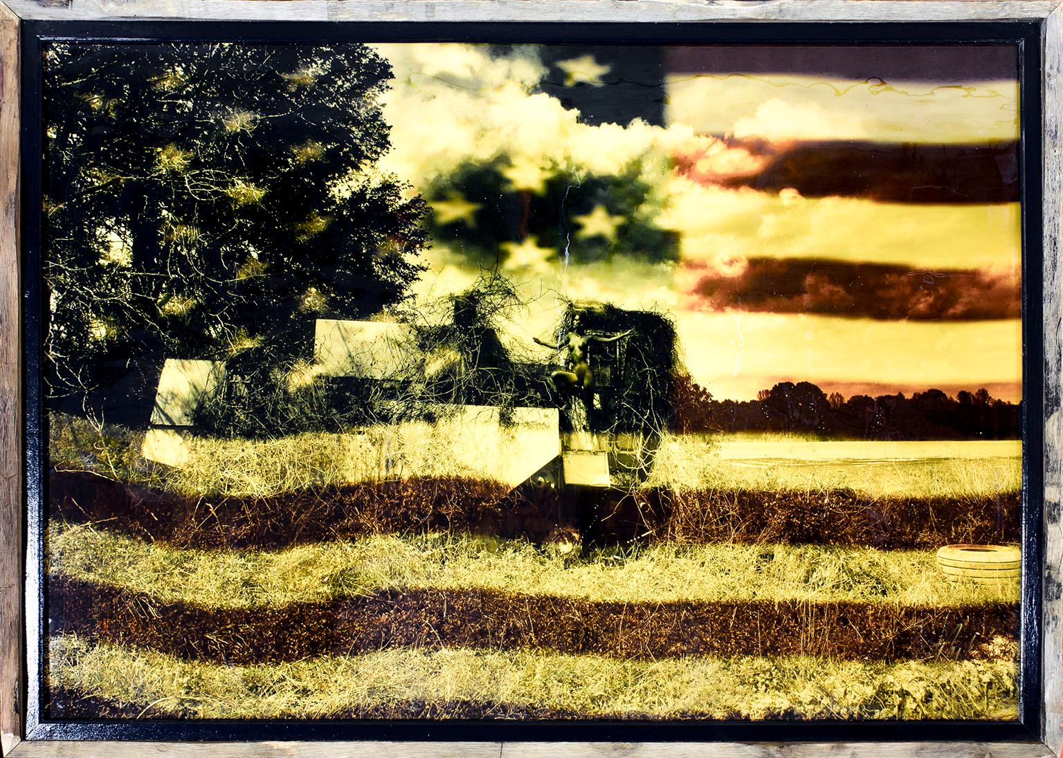 "Flag" signed mixed media artwork by artist Raphael Mazzucco.
